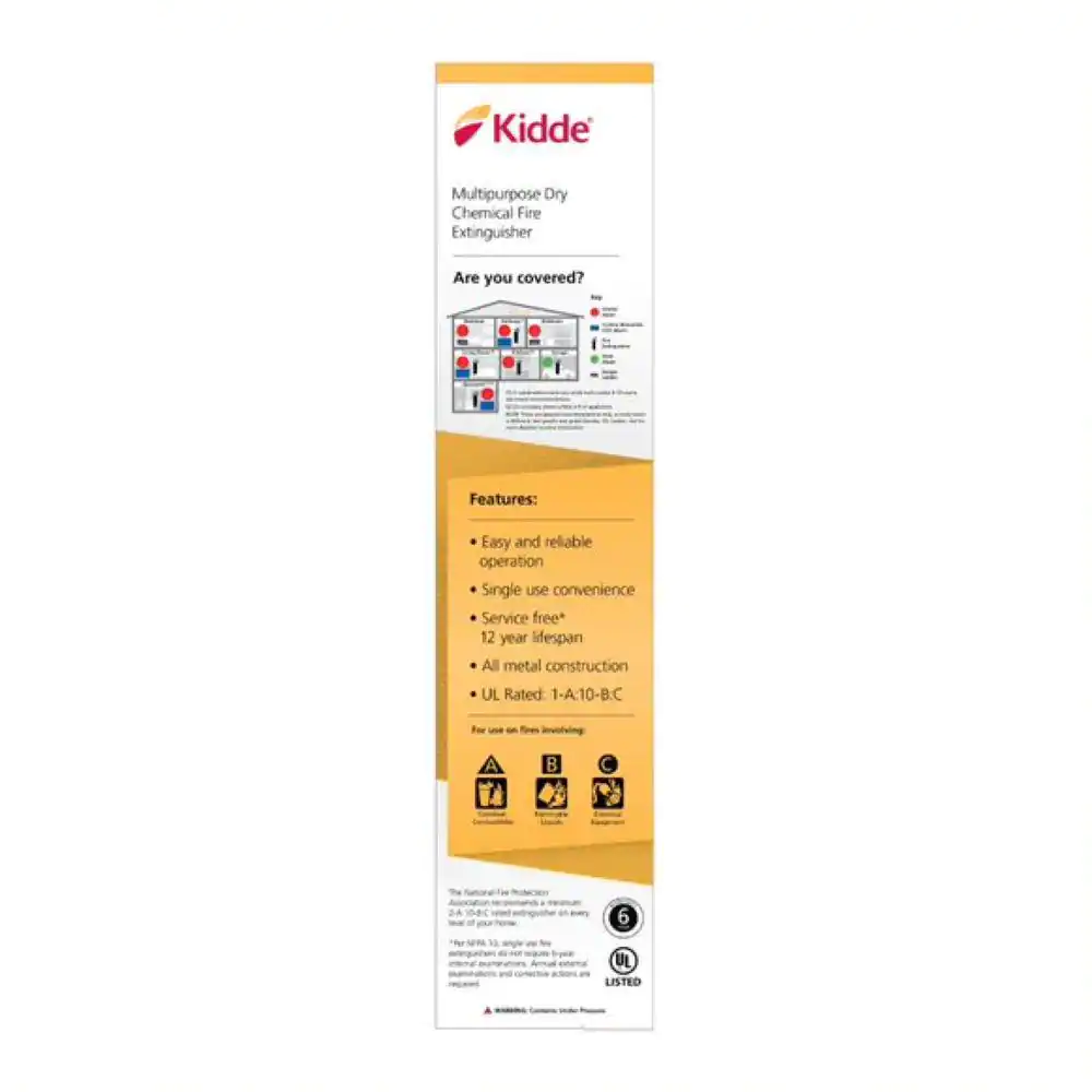 Basic Use Fire Extinguisher with Easy Mount Bracket & Strap, 1-A:10-B:C, Dry Che