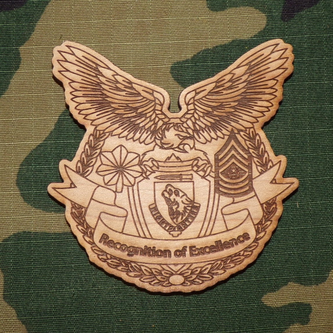 Original 104th Infantry Division Laser Engraved Wooden Excellence Award