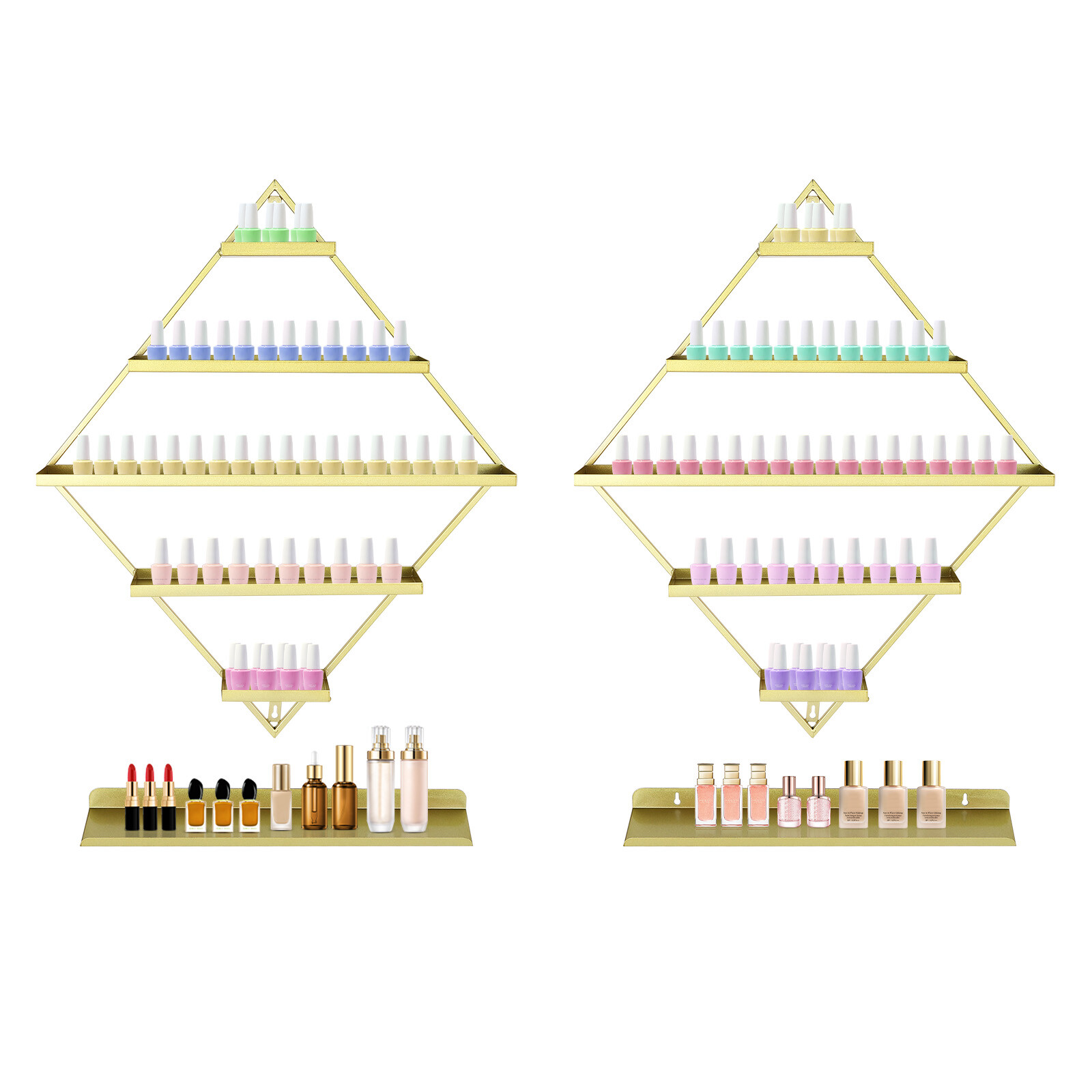Rhombus?Nail?Polish?Racks, Wall-mounted Nail Polish Racks, 5-tier Display Racks