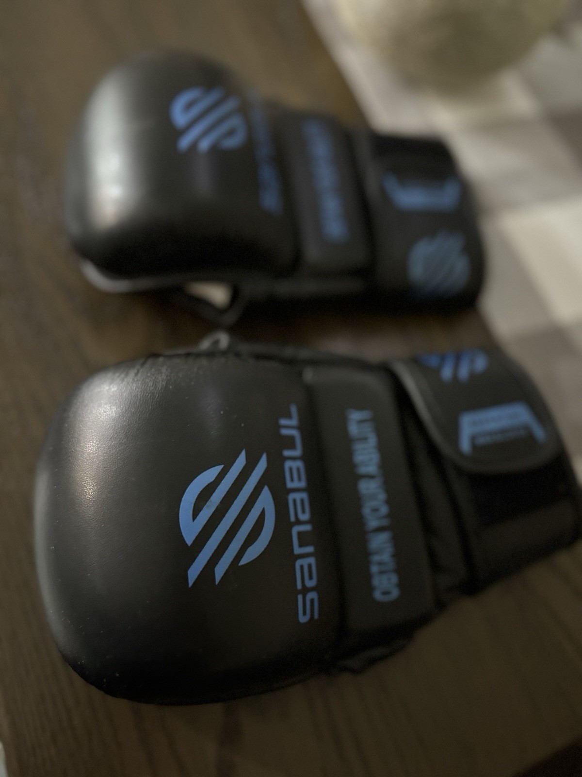 Sanabul Grappling Gloves MMA Martial Arts Black Blue Large Size L Training