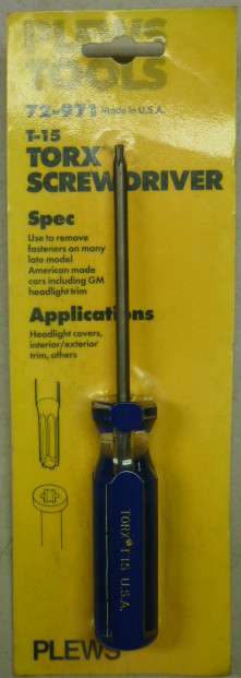 NOS! PLEWS T-15 TORX SCREWDRIVER, No. 72-971, Made in USA!