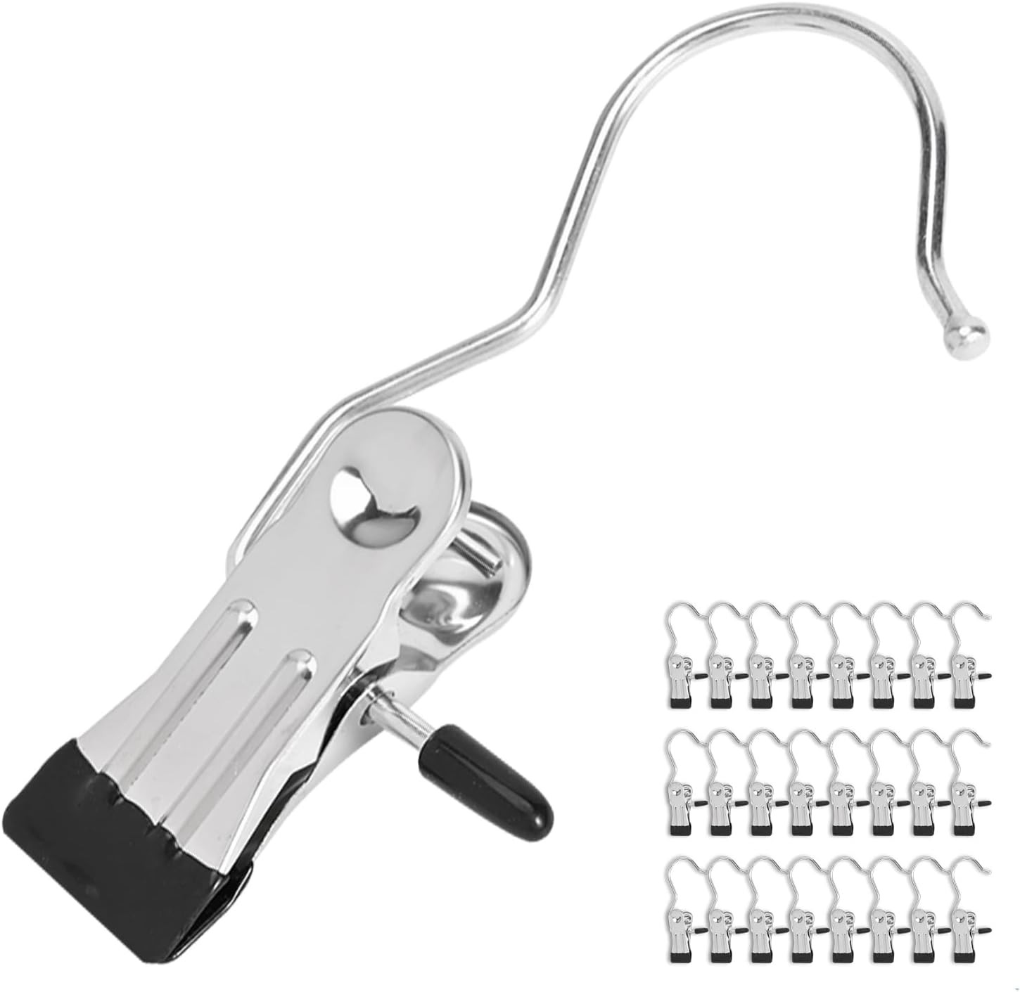 24 Pack Hanger Clips, Multi Function Clip Hooks, Laundry Hanging Hooks Black