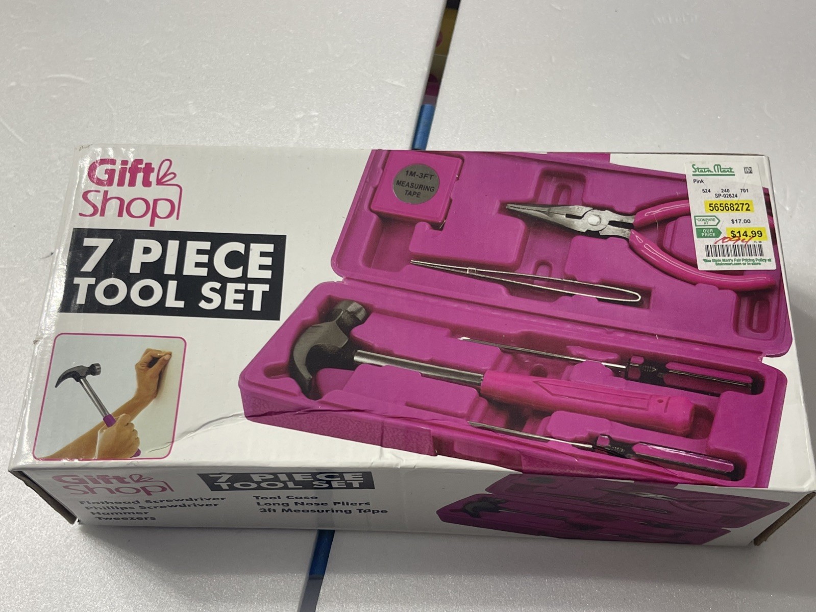 7 piece Tool Set,Includes – Hammer, Screwdriver Set, Pliers etc PINK