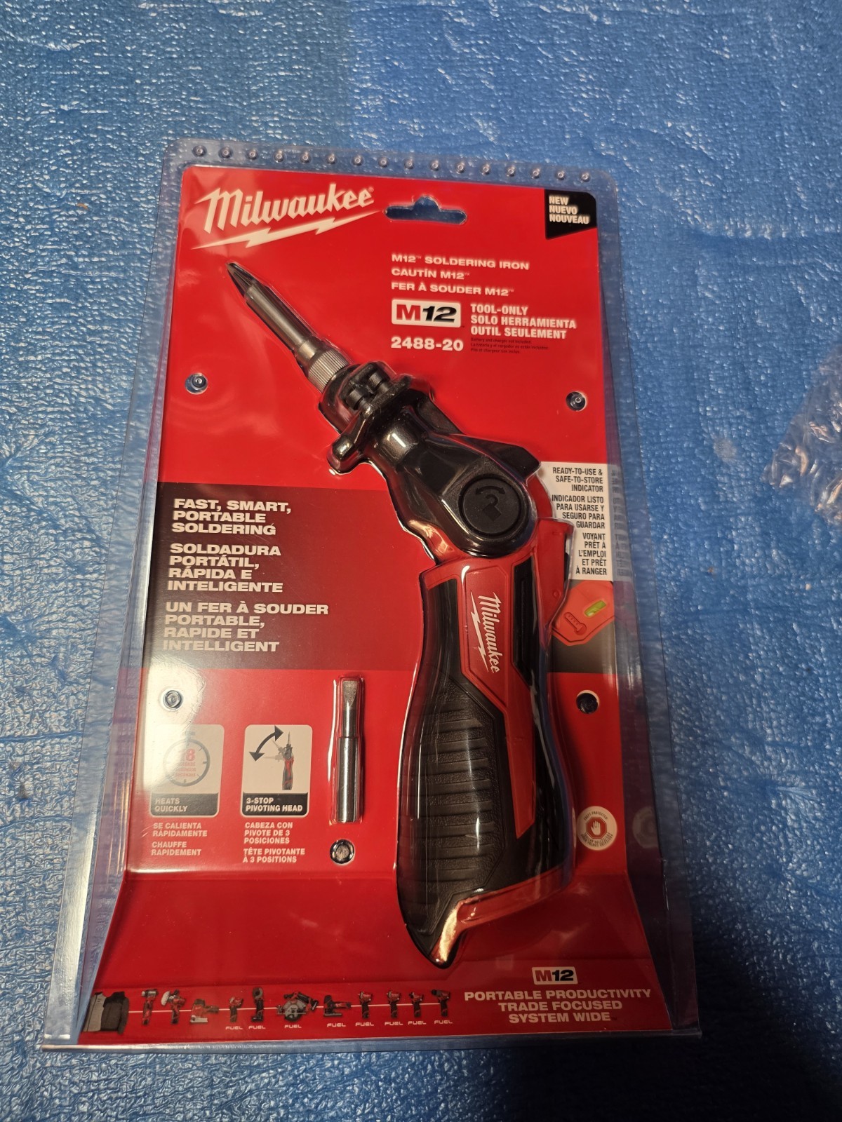 Milwaukee 2488-20 M12 12V Cordless Soldering Iron 3-Stop Pivoting Head FREE SHIP