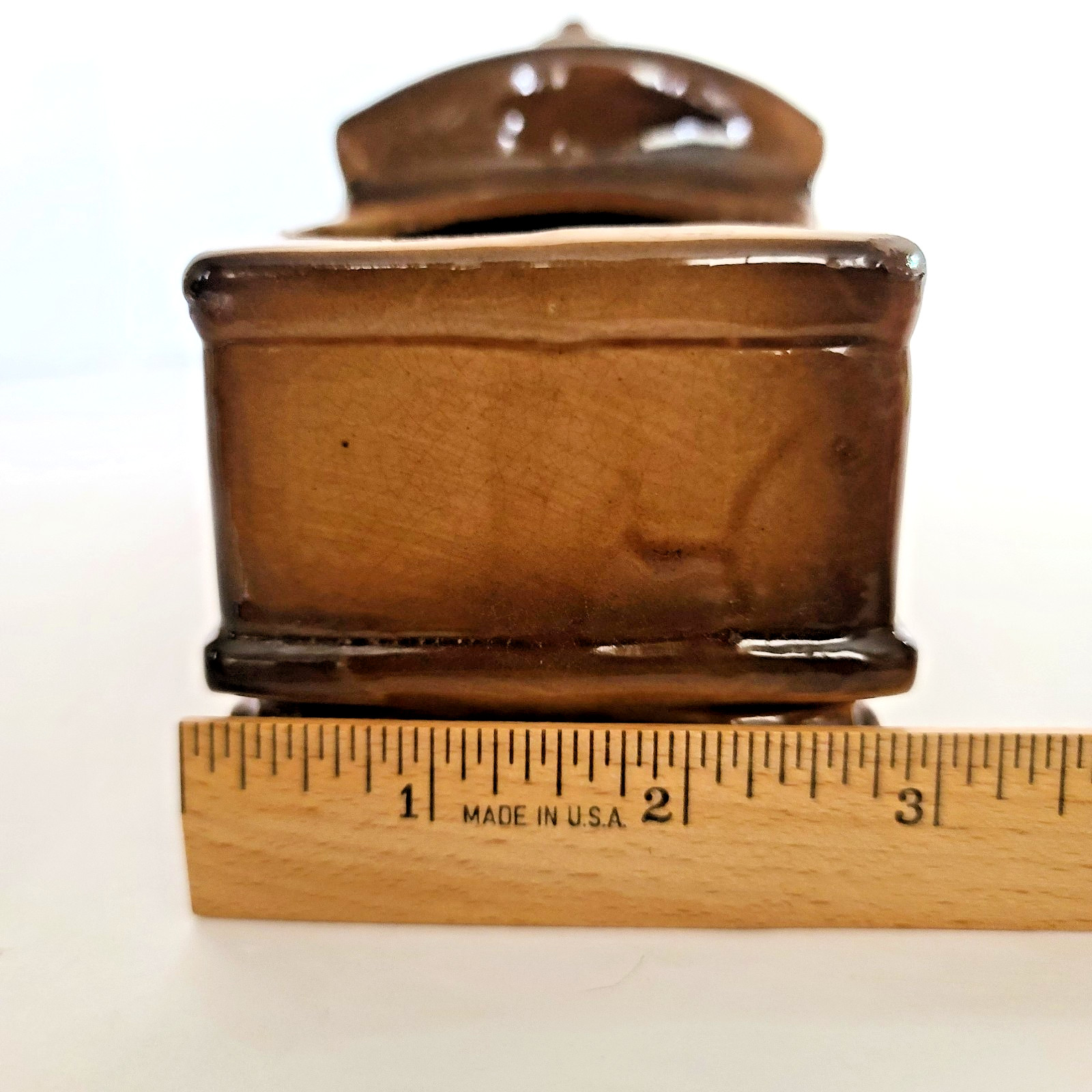 Vintage Locomotive Train Ceramic Planter Engine Mid Century Brown 8"