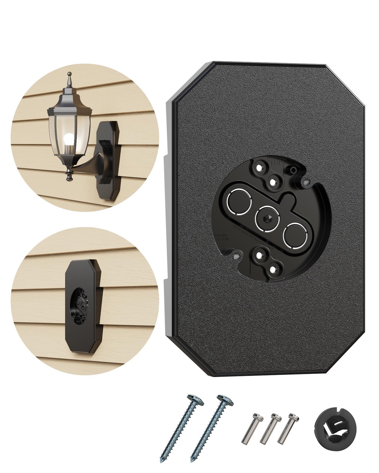 Siding Light Mounting Block, 8141DBL Black Outdoor Plate kit