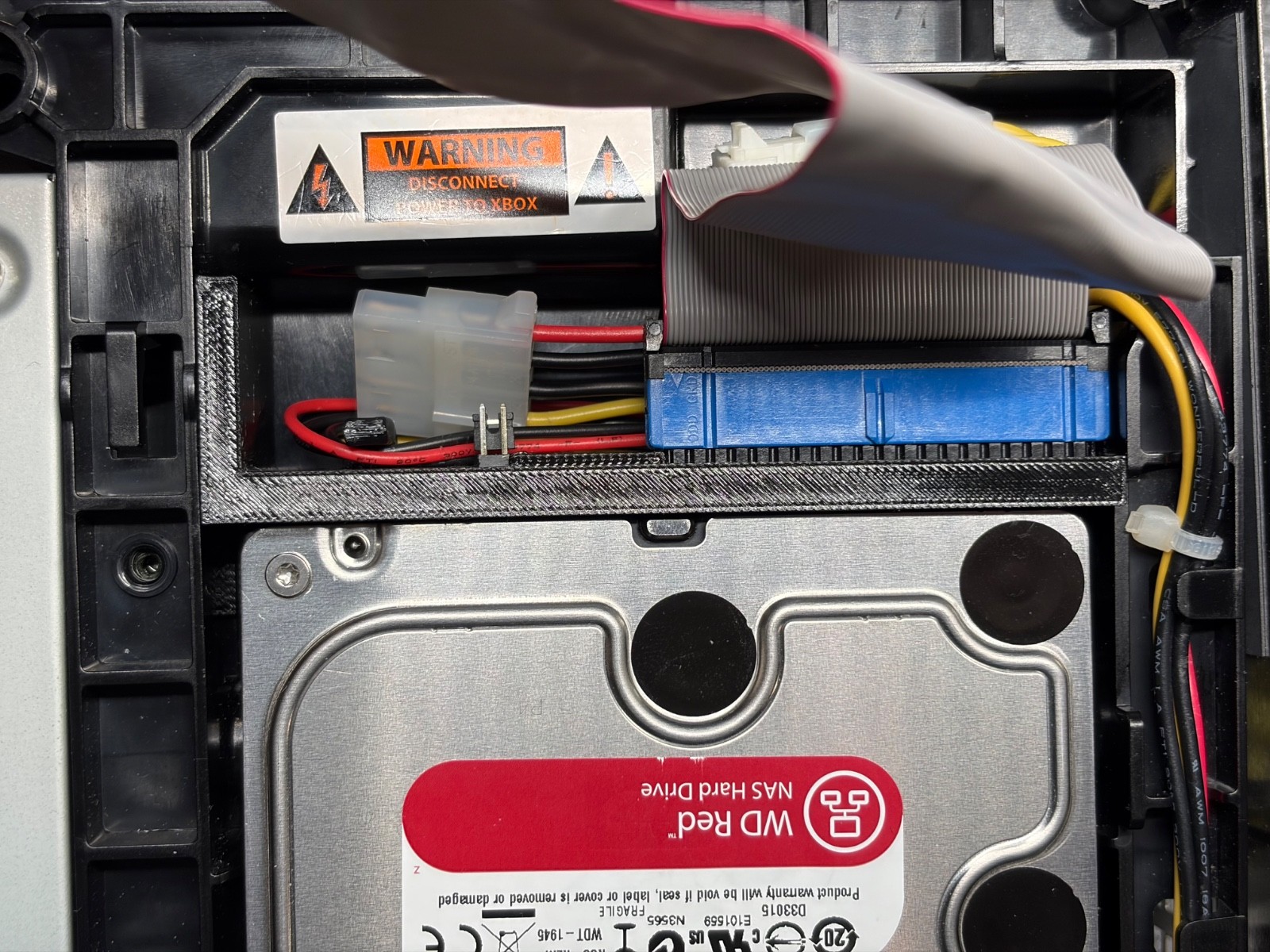 3D printed Bracket For Startech.com IDE2SATA Adapter & 3.5" HDD In Original Xbox