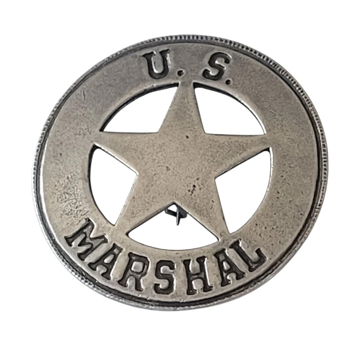 US Marshal Round Badge Western Collectable Silver Finish US Marshal Badge Pin