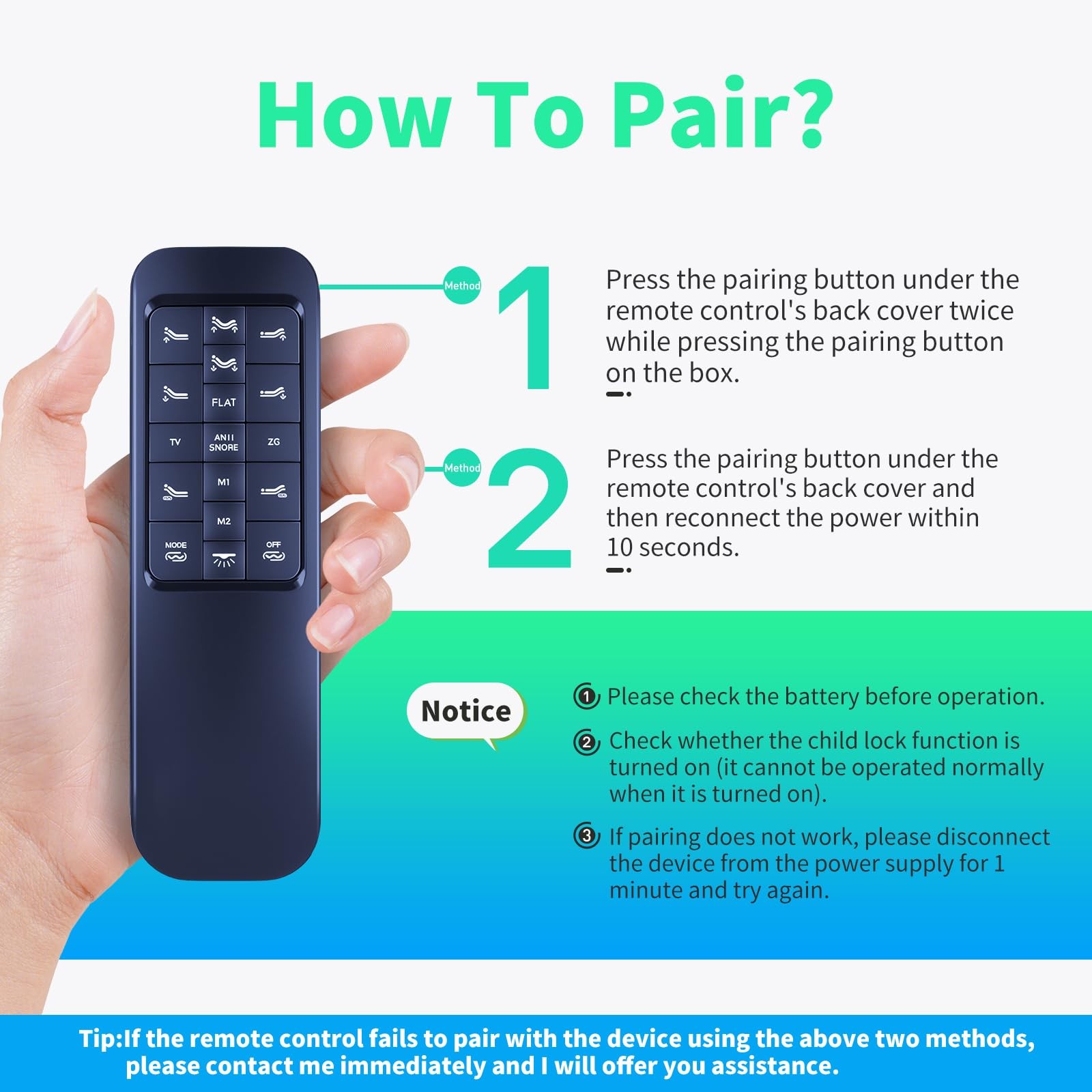 Replacement Remote for Malouf Yiree i400 S655 Adjustable Bed Head Foot Massage