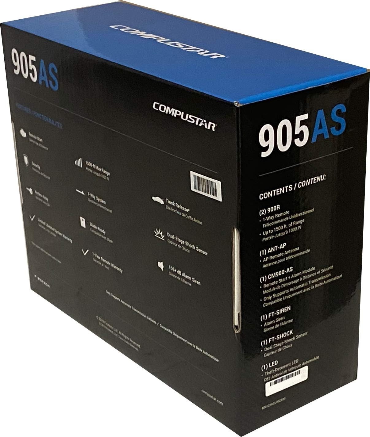 Compustar CS905AS All-in-One 4 Button 1 Way Alarm & Remote Start 1500 Feet Rang