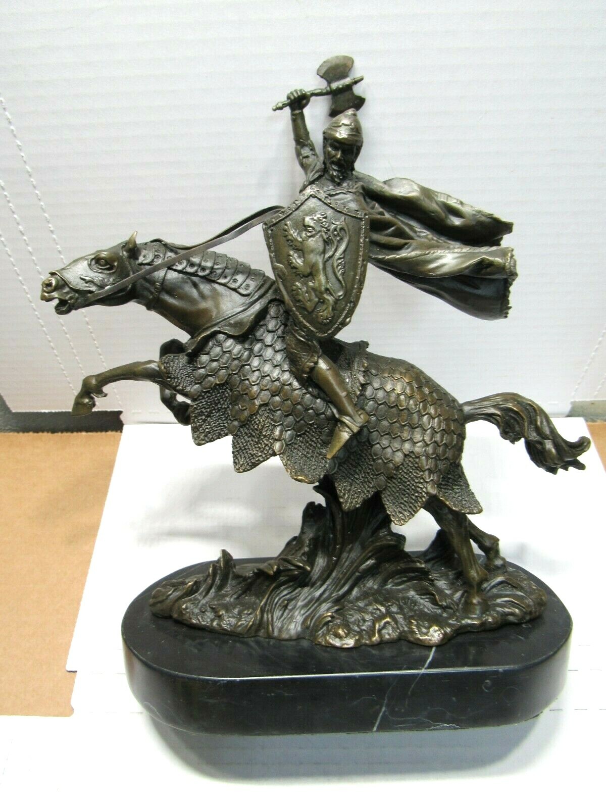 European Bronze Finery KAMIKO Warrior on Horse Sculpture