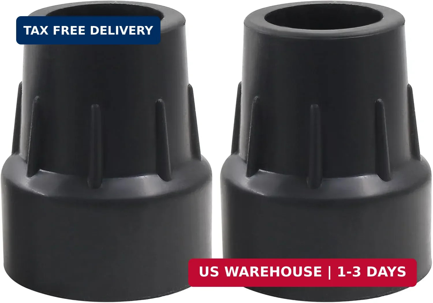 2 Pack Rubber Cane Tips 1 Inch - Thickened Heavy Duty Cane Tips - Replacement US