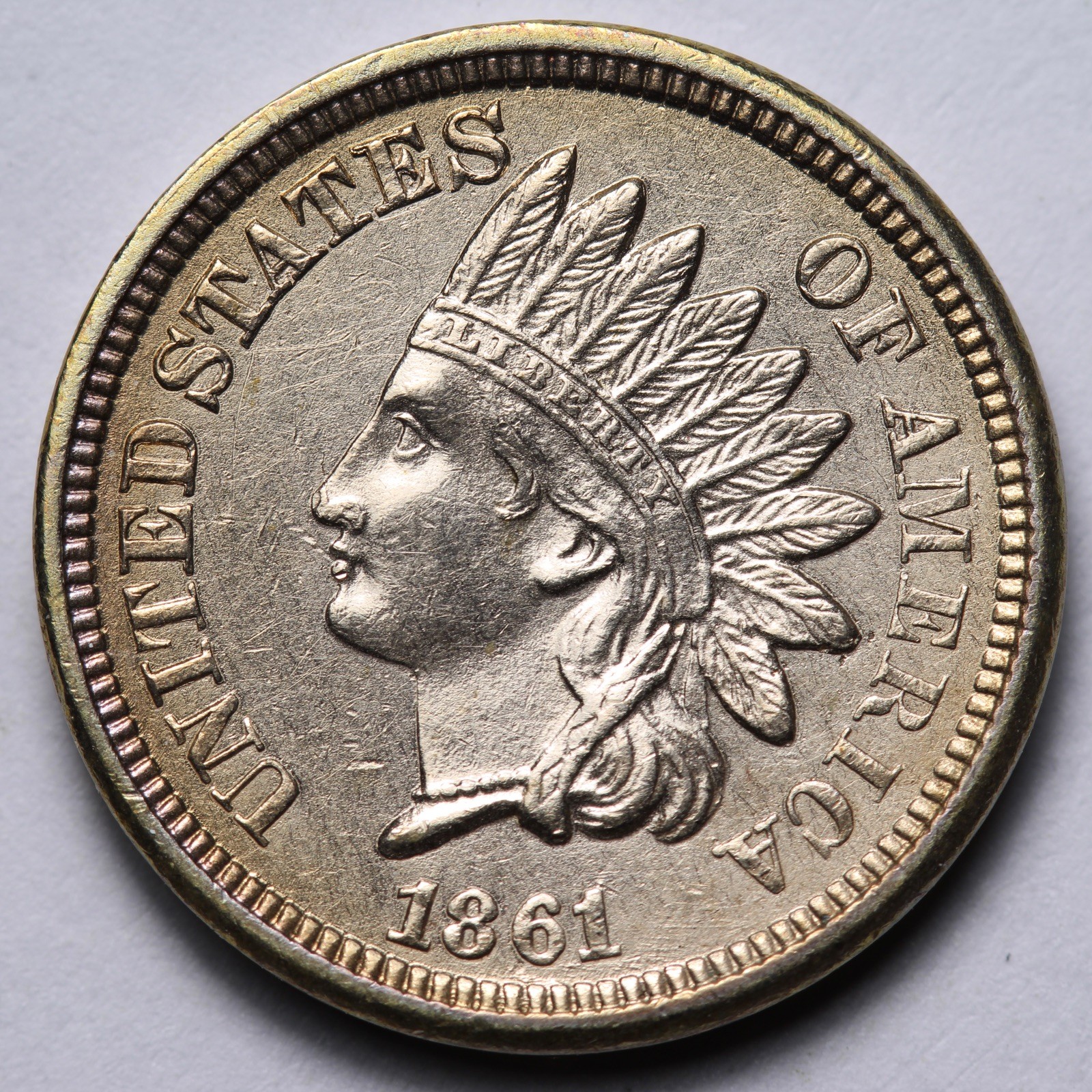 1861 Indian Head Cent Penny AU++ E131 SWACPU