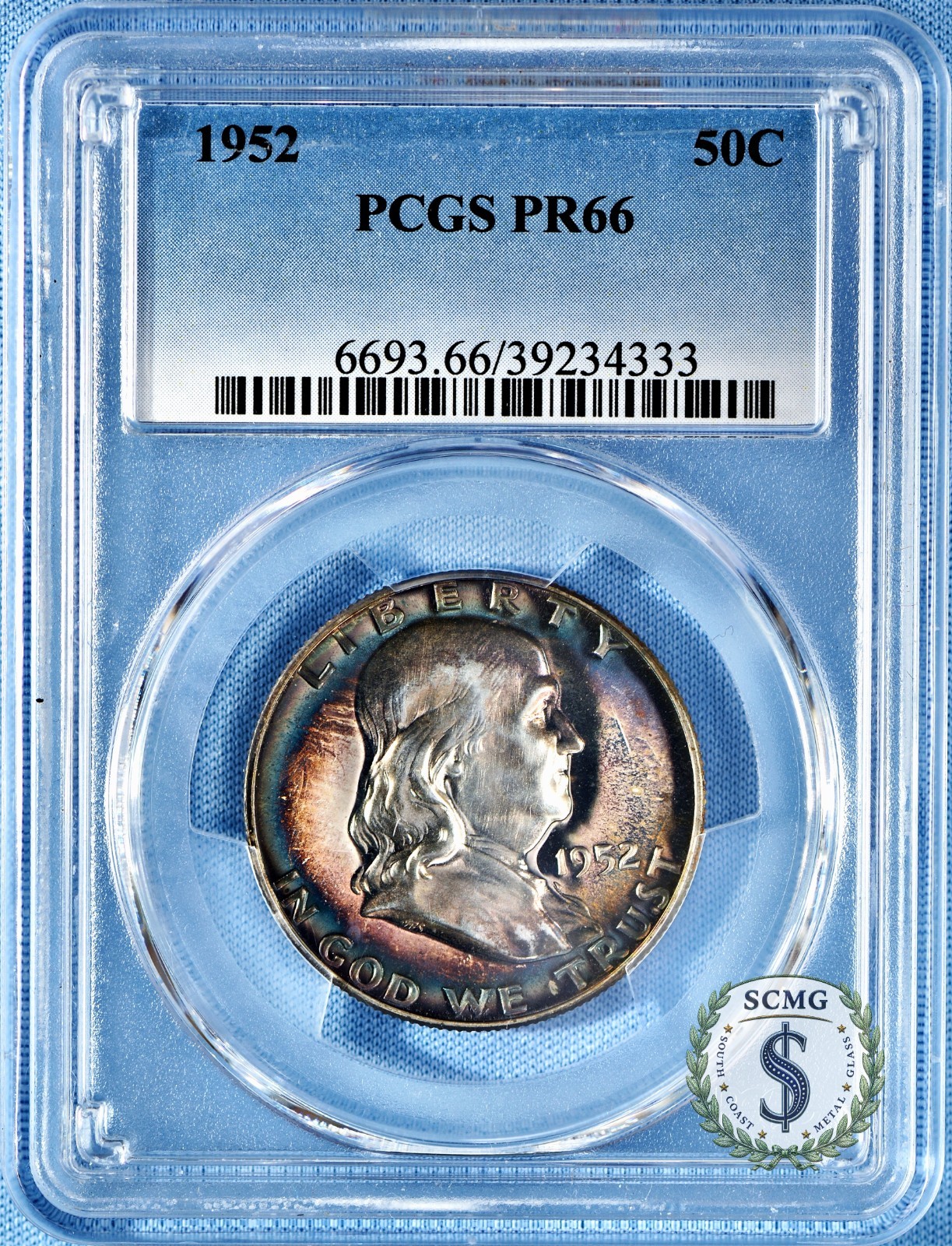 1952 Franklin Half Dollar PCGS PR66 - Mega Bulls-Eye Tones