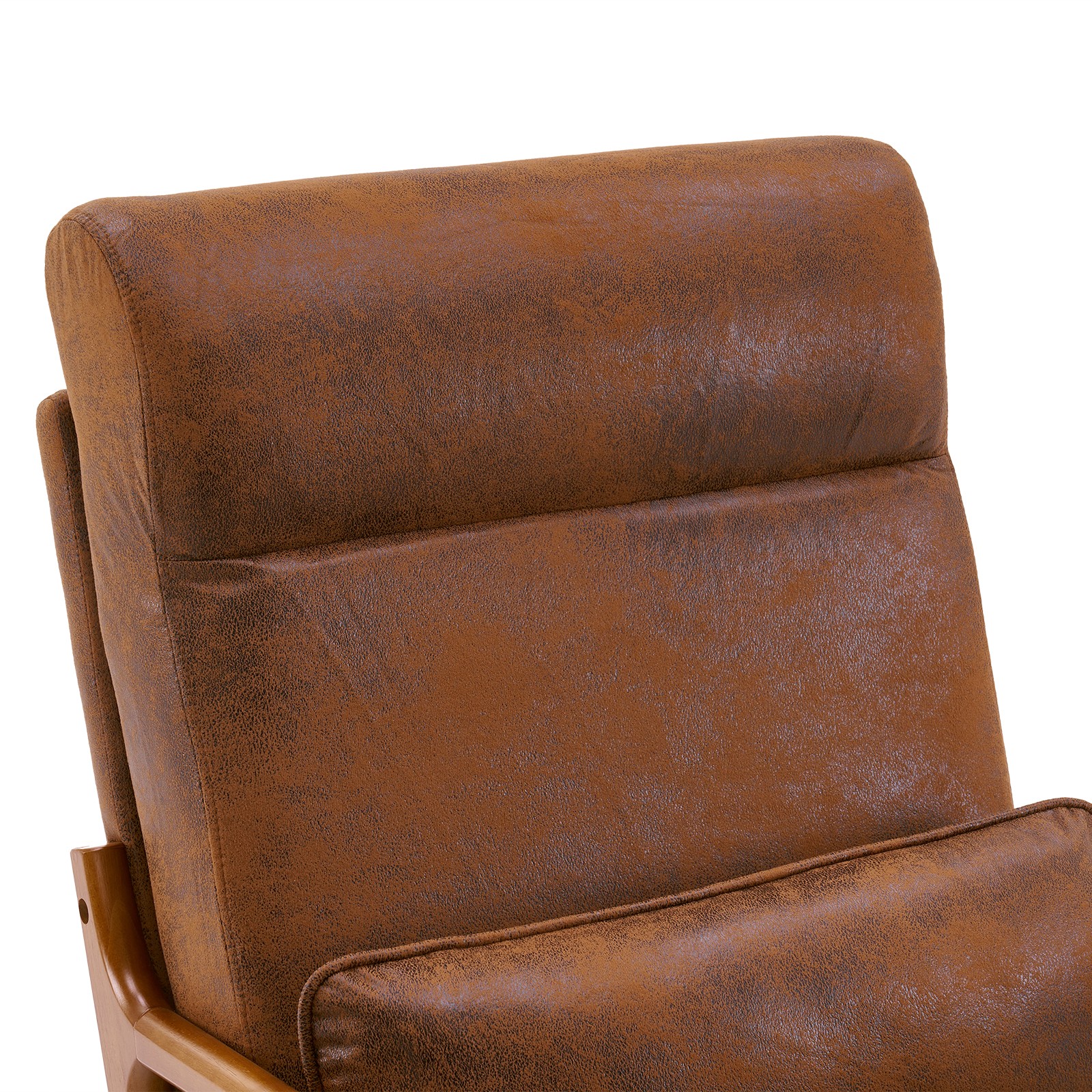 High Back Solid Wood Armrest Backrest Iron Frame Bronzing Cloth Leisure Chair