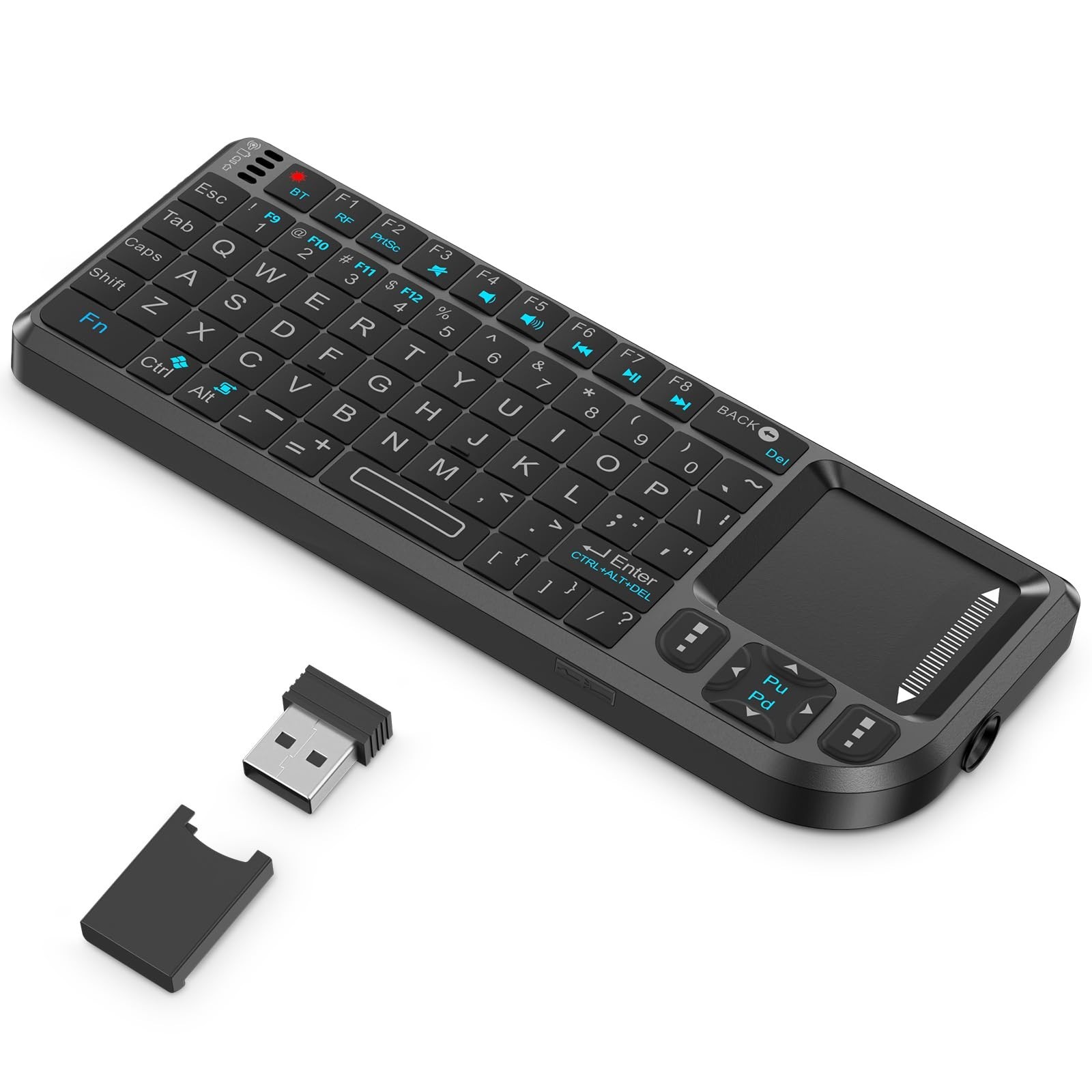 Dual Mode Ultra Mini Wireless (Bluetooth, 2.4Ghz) Black Keyboard & Touchpad NEW