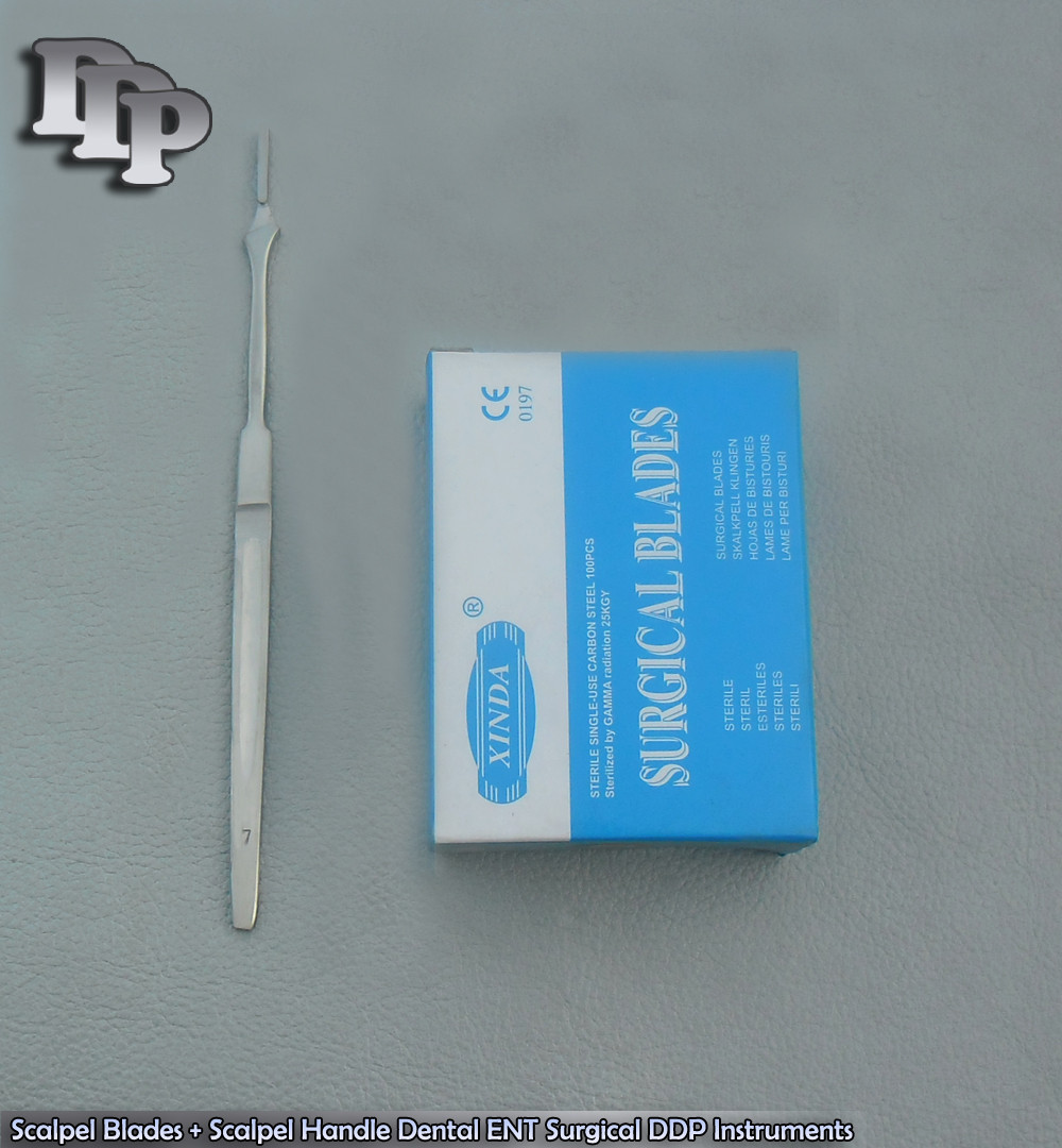 100 Scalpel Blades #12 + Scalpel Handle #7 Dental ENT Surgical