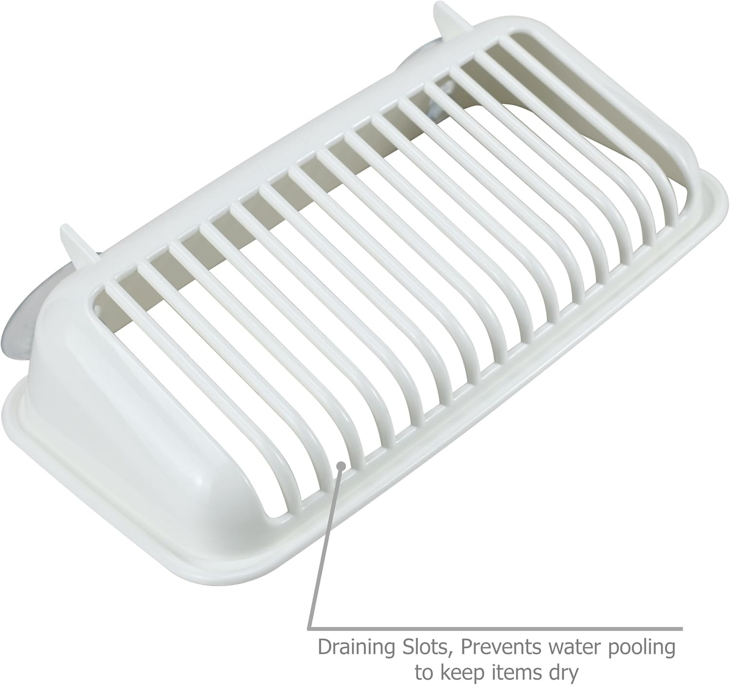 EIKS Storage Basket Organizer Shelf with Suction Cup for Bedroom Office White