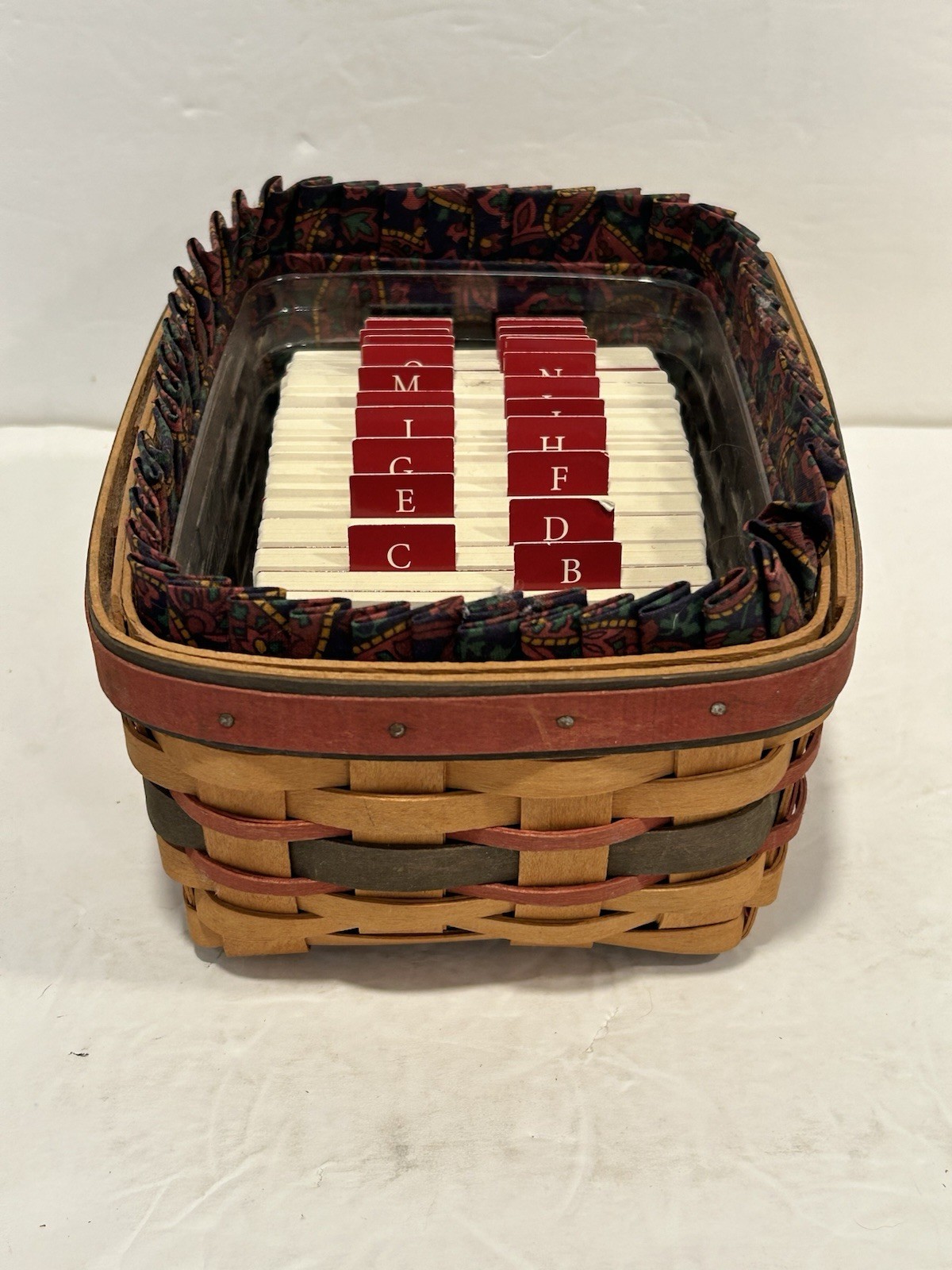 VTG 1996 Longaberger Father's Day Address Card Basket Set Liner Protector Cards