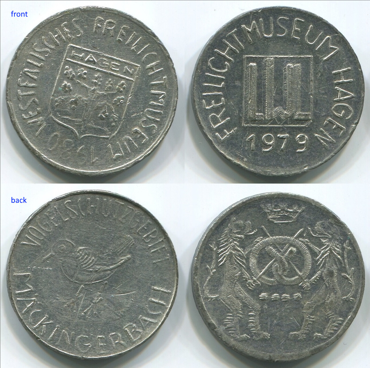 MG080 Germany, Hagen Westfalisches Freilicht Museum 1979 & 1980, lot of 2 tokens