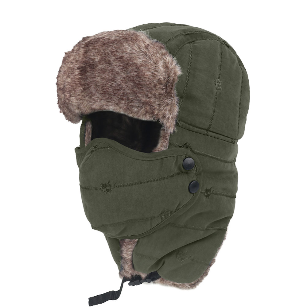 Men Women Winter Windproof Fur Ear Flap Ski Snow Cap Face Mask Warm Hat Cap US
