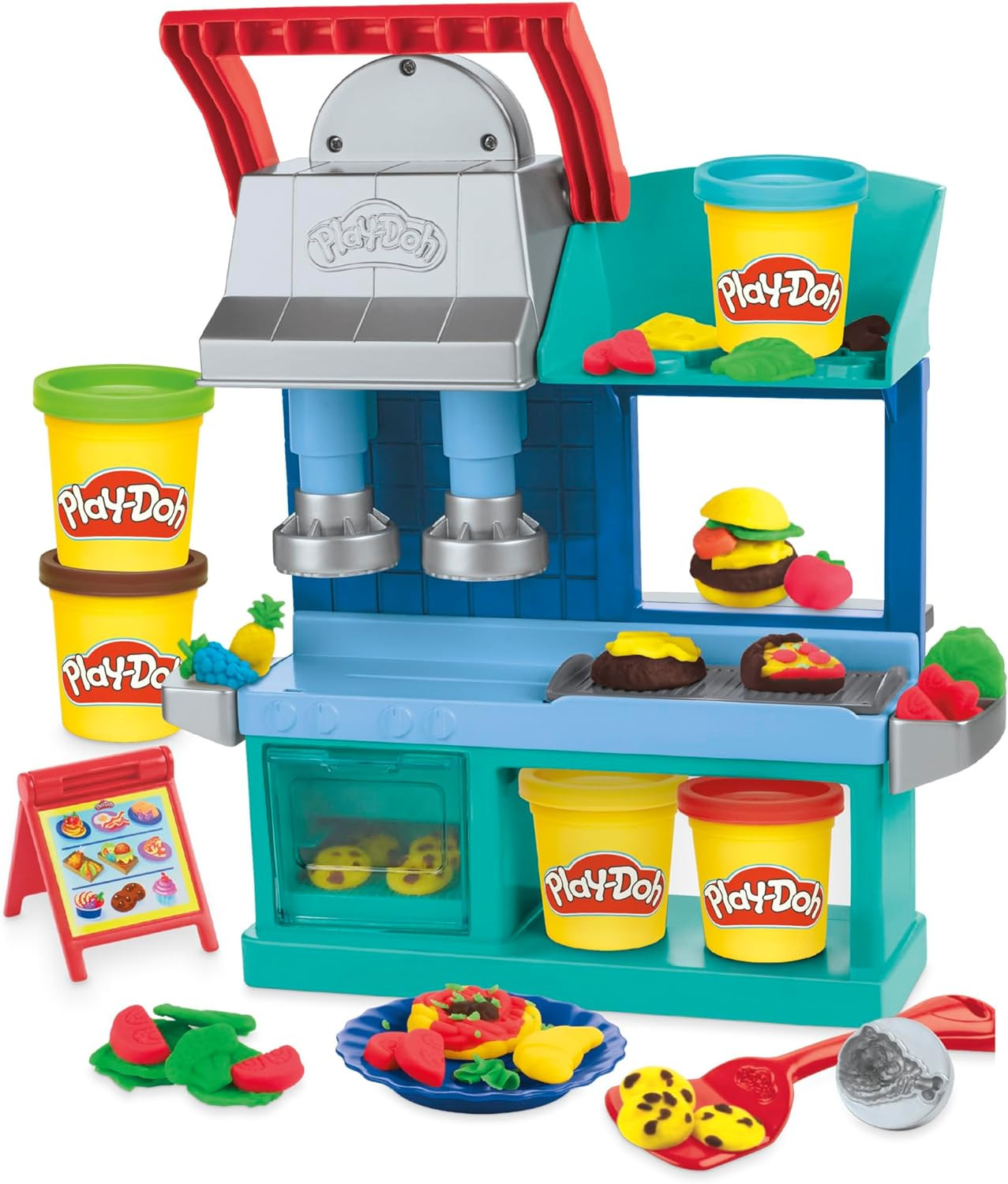 Play-Doh Kitchen Creations Busy Chef'S Restaurant Playset, 2-Sided Play Kitchen