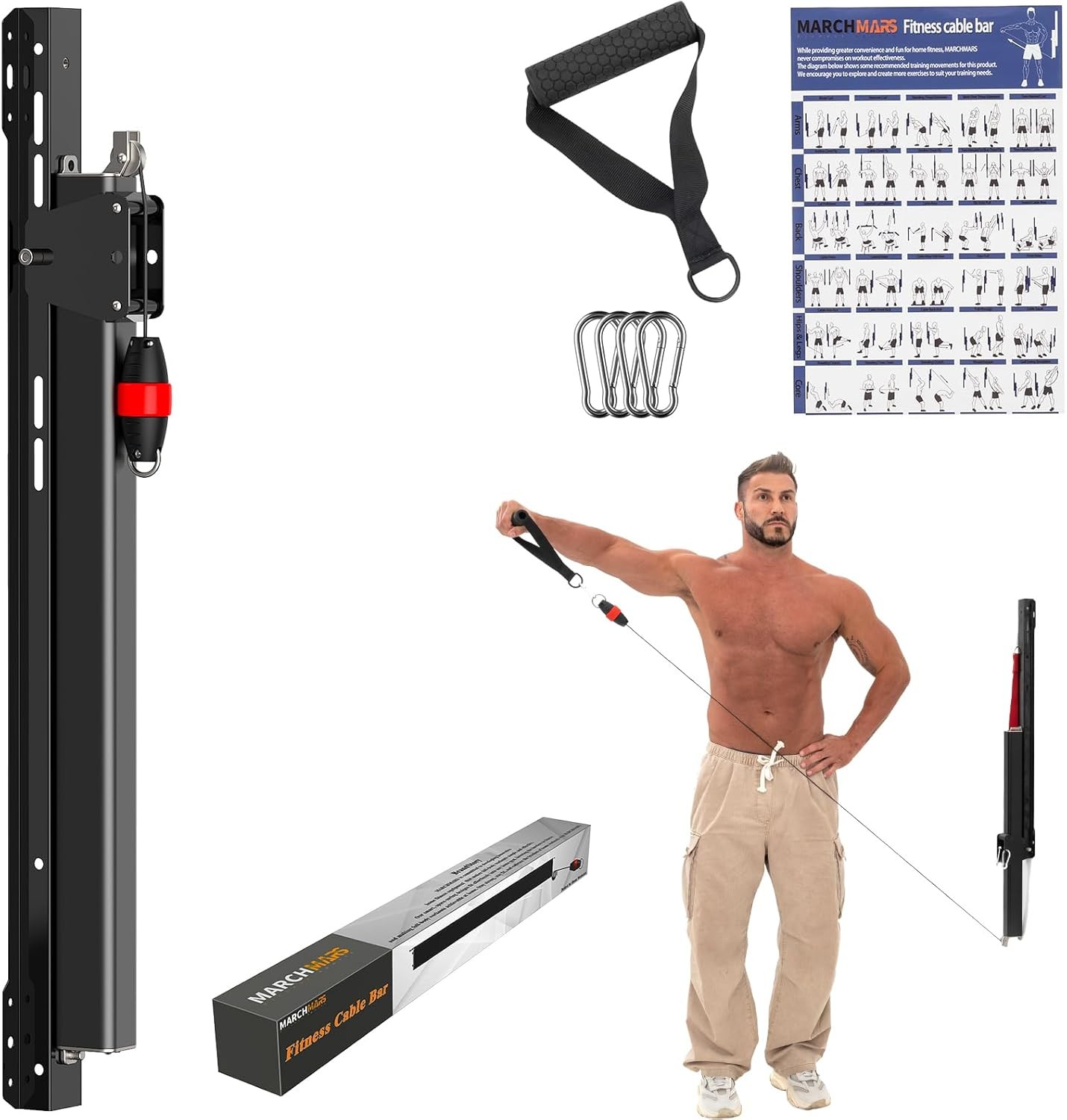 Cable Machine Home Gym Wall-Mount Exercise & Workout Equipment W/ Adjustable