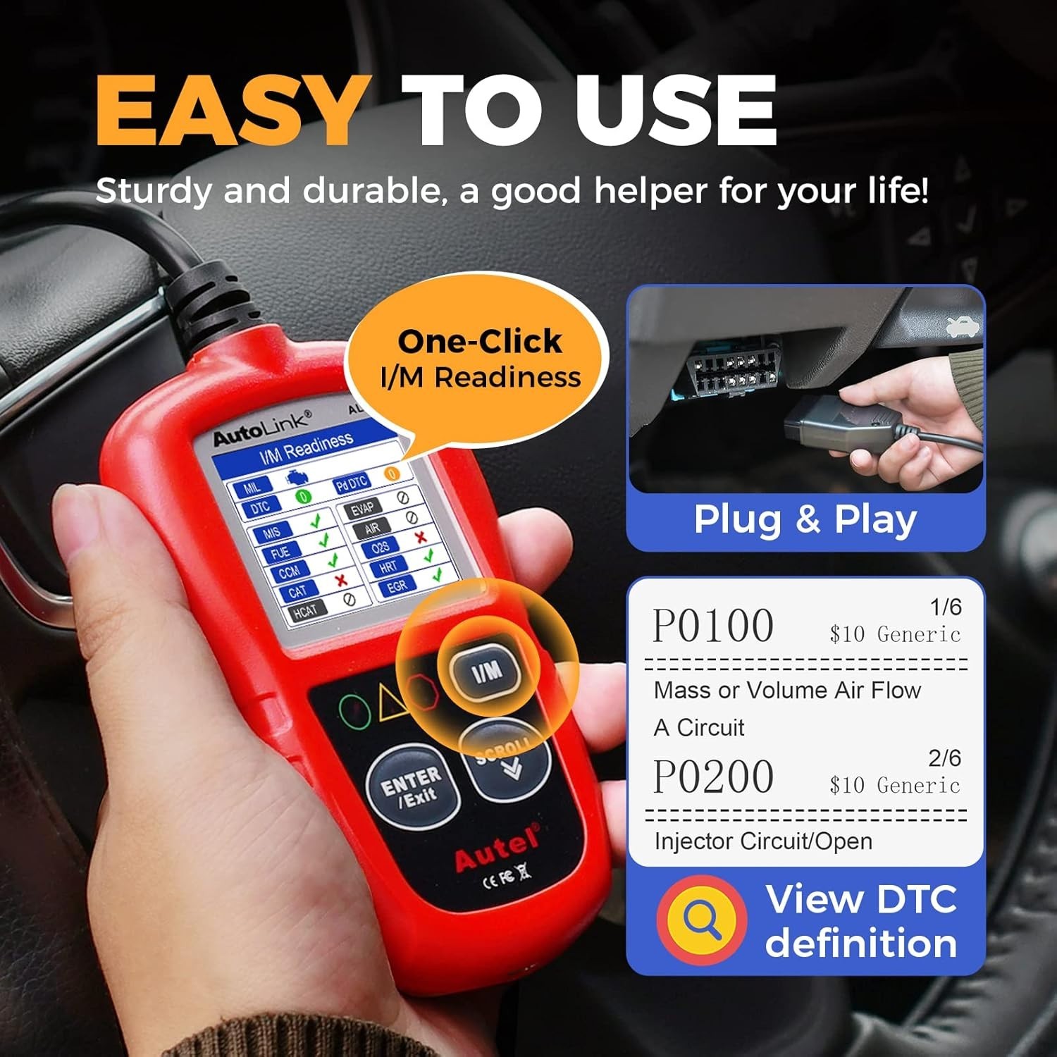 Professional Scanner AL319 Code Reader, Enhanced Check and Reset Engine Fault...