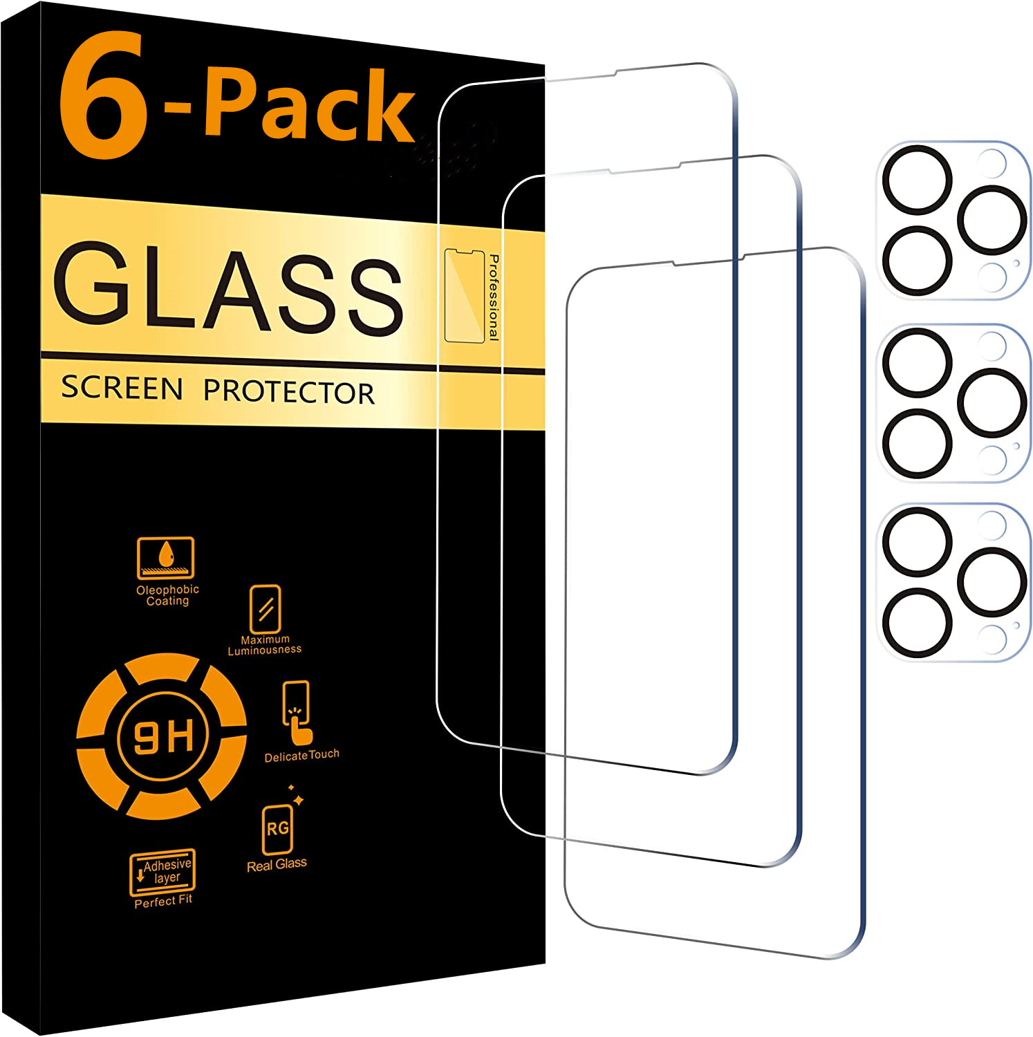 For iPhone 17 16 15 14 Pro Max Tempered Glass Screen Protector Camera Protector