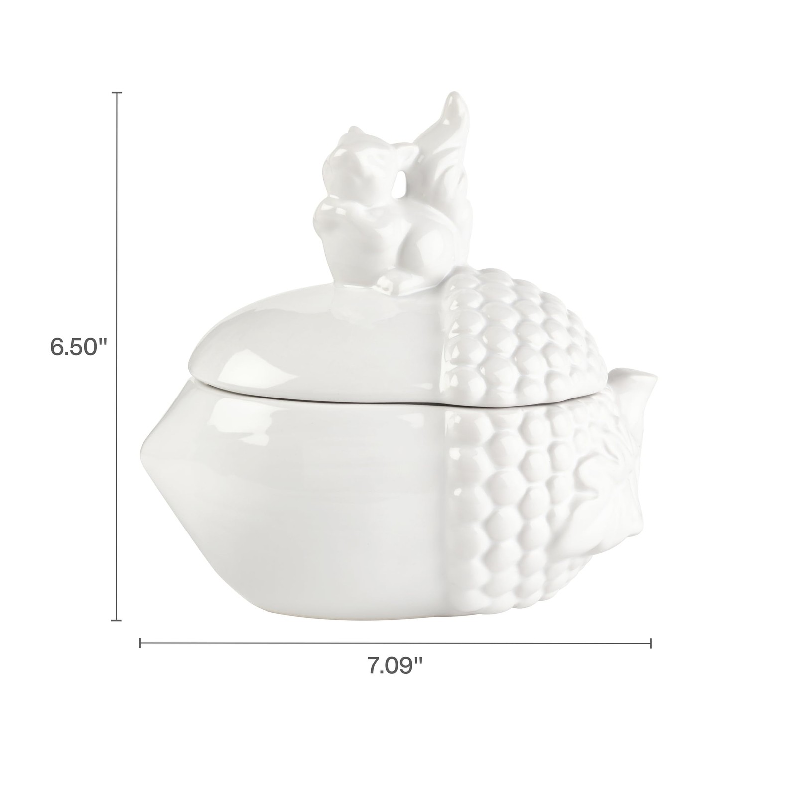 Elements White Ceramic Squirrel on Acorn Jar - 7.09x4.72x6.5"
