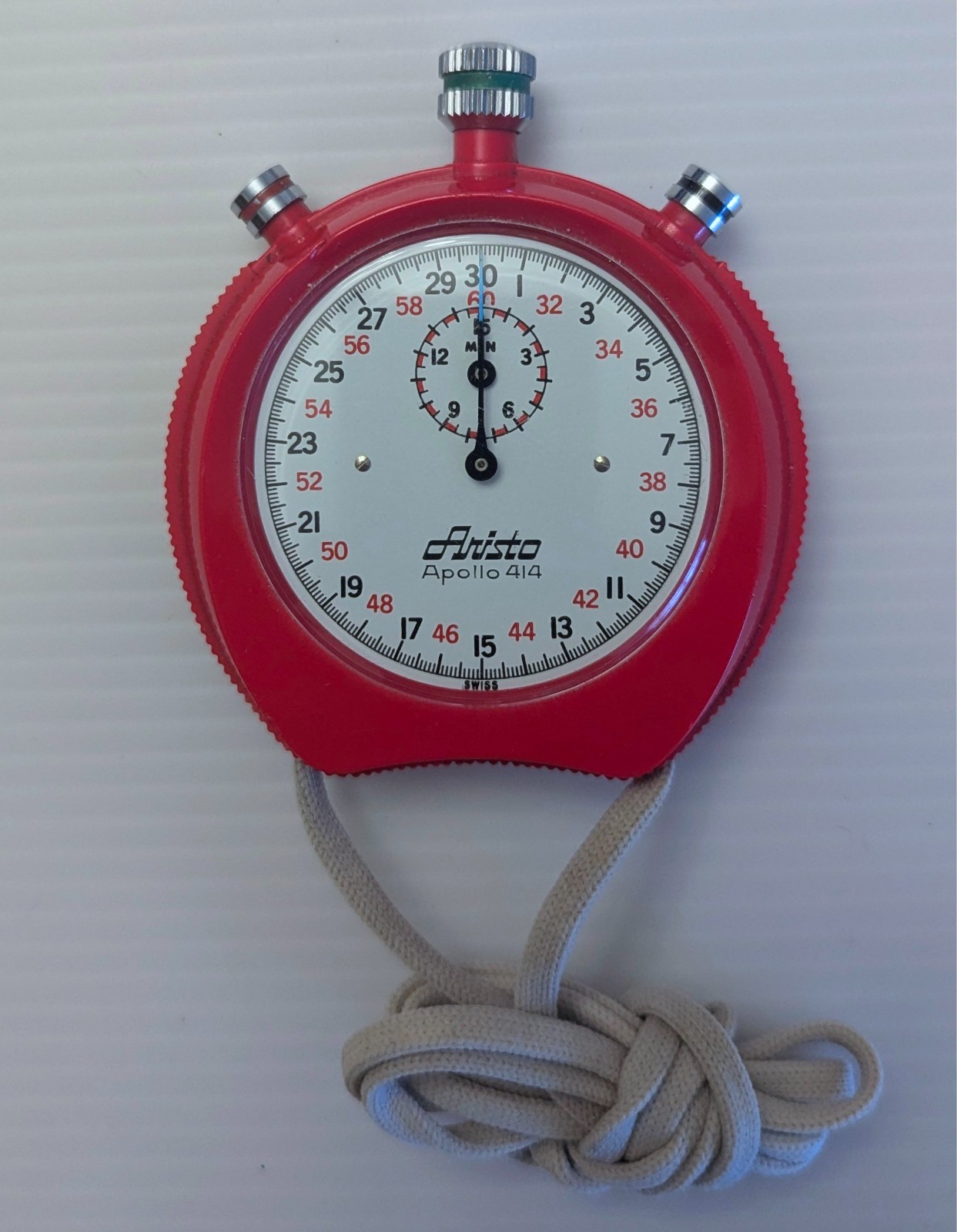 Vintage ARISTO APOLLO 414 Stop Watch RED Swiss -Excellent Working