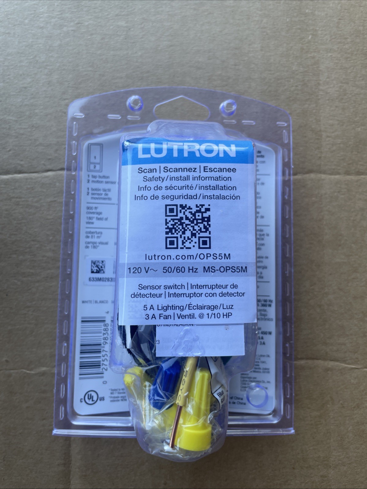 Lutron Maestro MS-OPS5M-WH White Sensor With Switch
