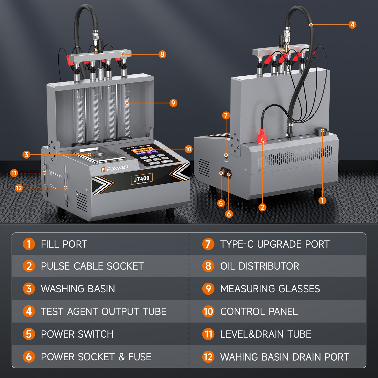 FOXWELL JT400 Universal Fuel Injector Cleaner Ultrasonic Cleaning Machine Tool