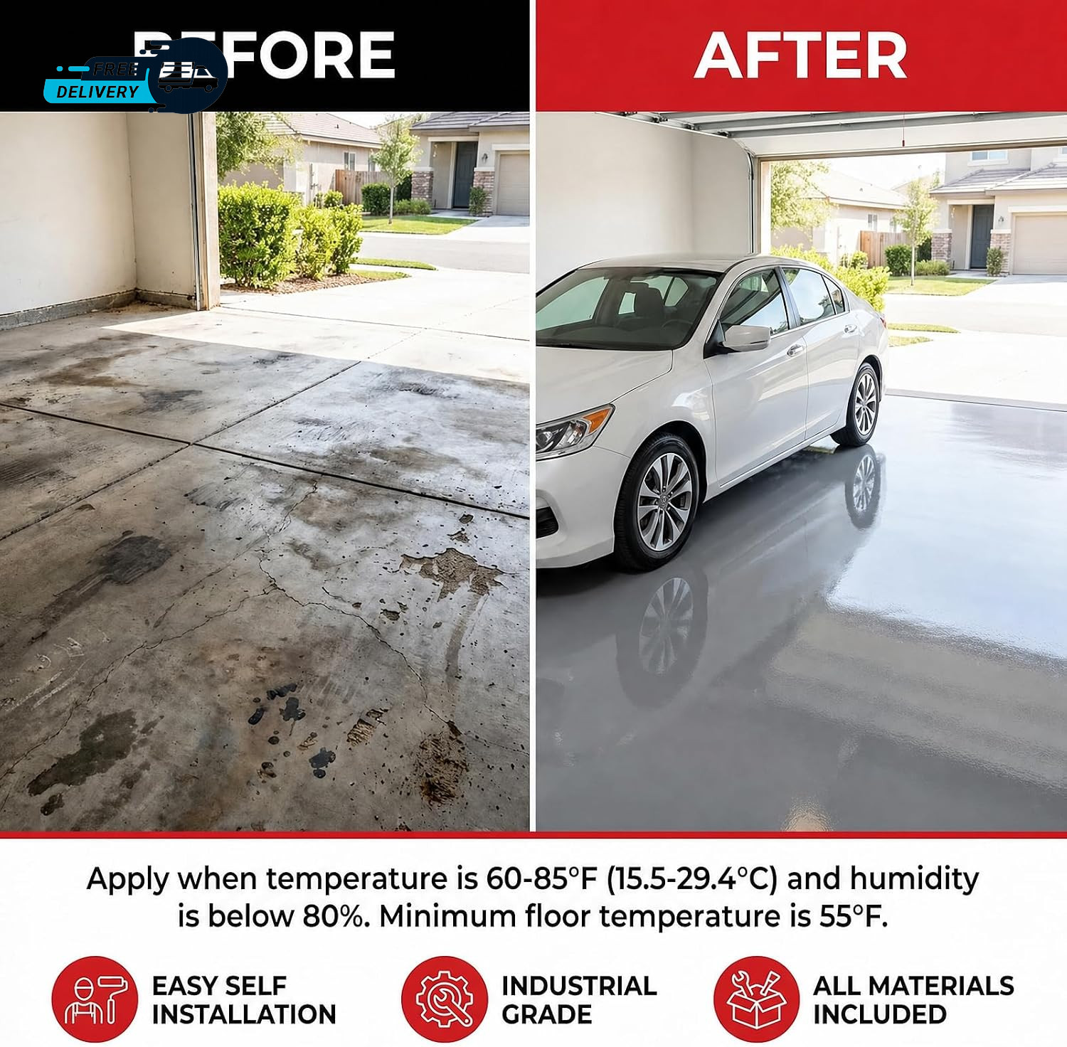 Garage Floor Epoxy Kit, 2K Epoxy Floor Paint with Tools, Epoxy Coating for Concr