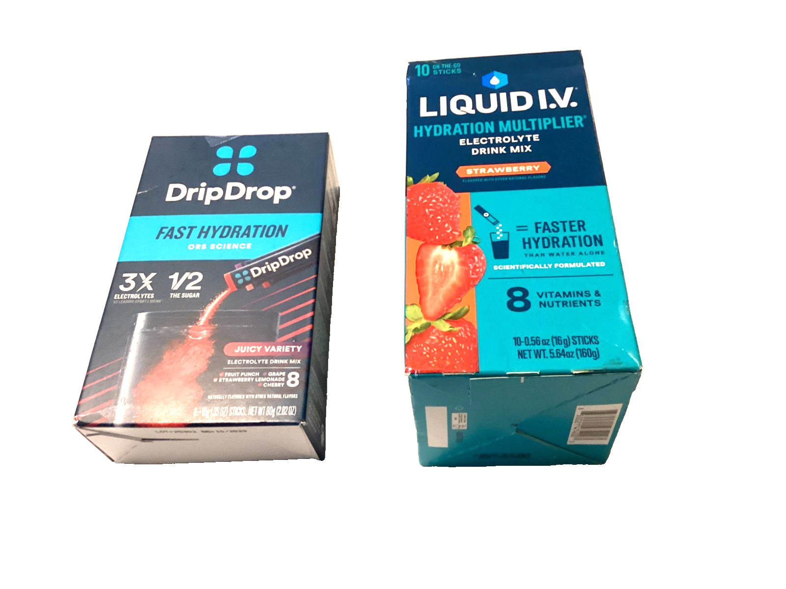 Liquid I.V. Hydration Multiplier Strwberry 10 Pk & Drip Drop 8 pk Juicy Variety