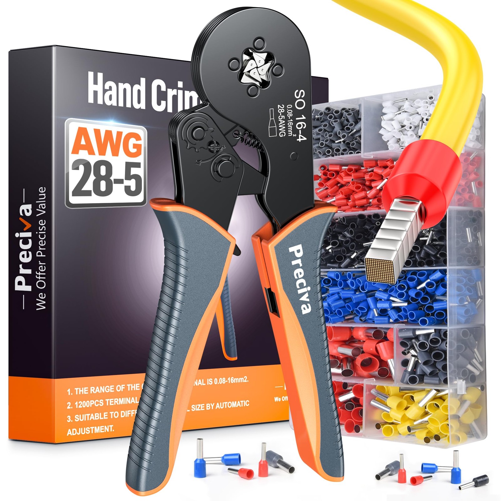 Ferrule Crimping Tool Kit Ratchet Wire Pliers 1200 PCS Terminals AWG 285