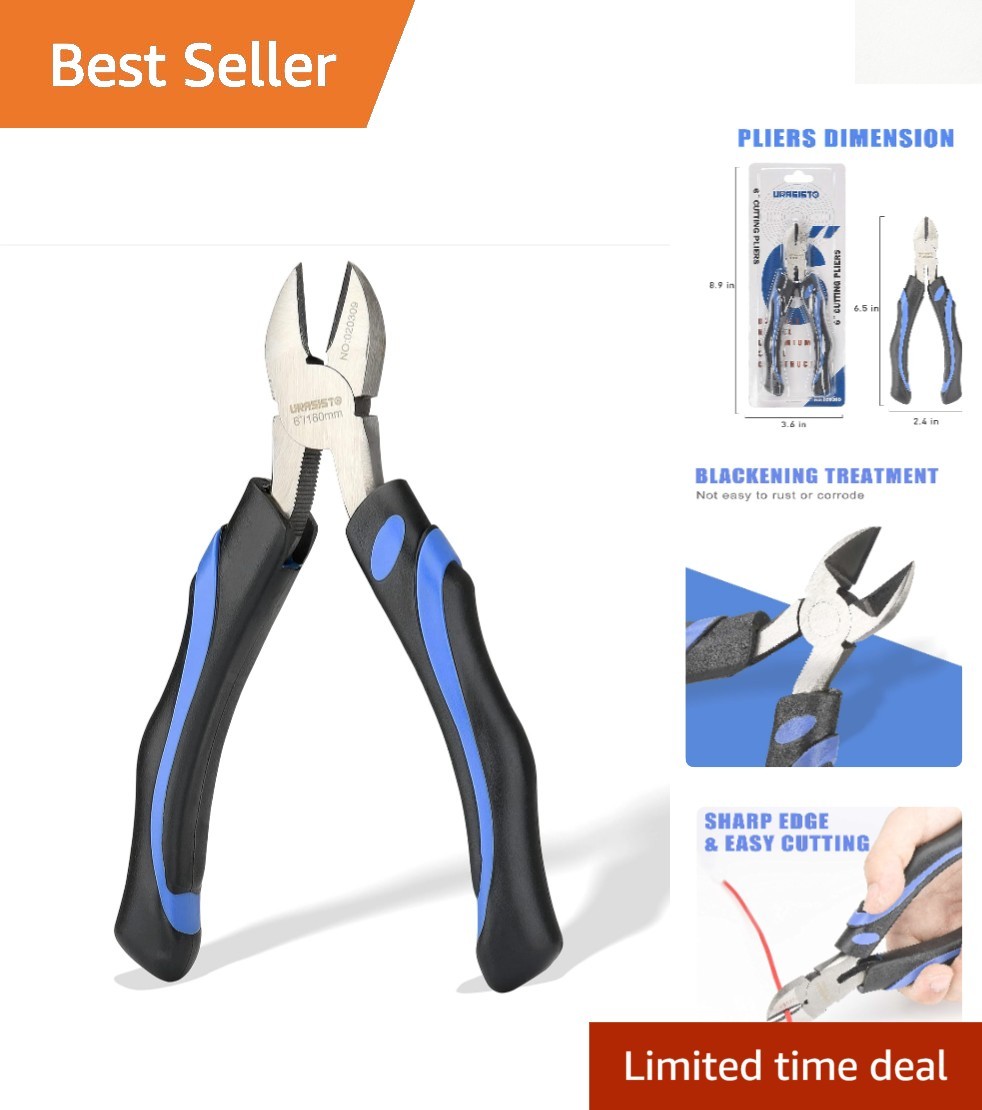 6-Inch Diagonal Pliers with Rubber Grip - ANSI Certified Heavy-Duty Steel Design