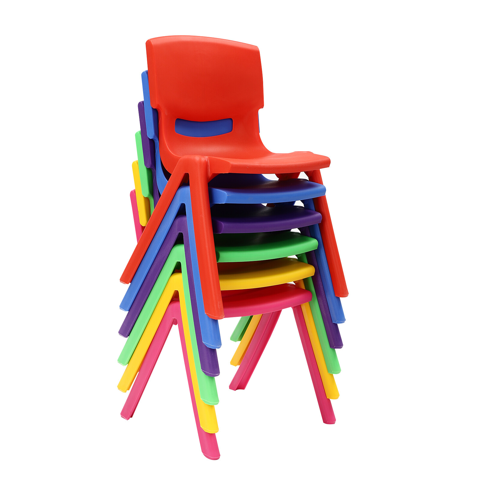 6 Pcs Stackable School Chairs Kids Plastic Stack Chairs Toddler Chair Multicolor