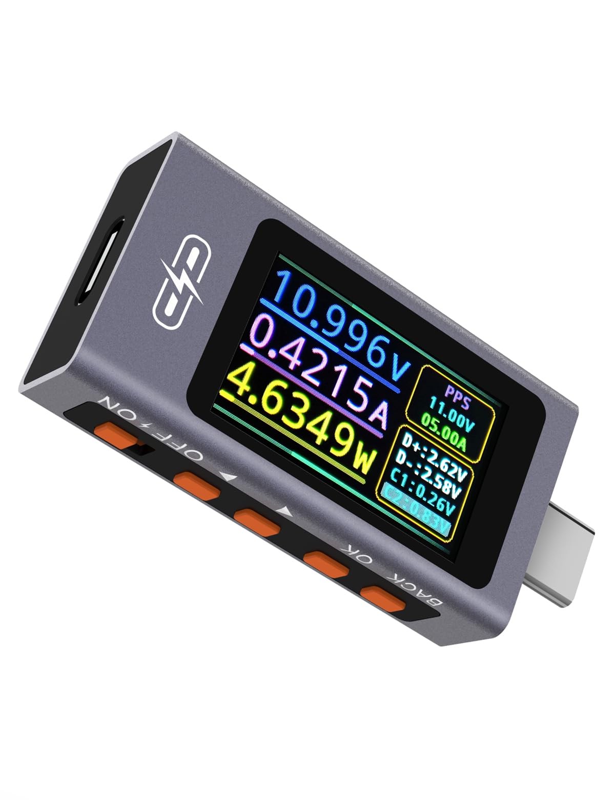 POROMETISTO UT01C USB Tester, 3.3-40V 0-12A C Cable Purple