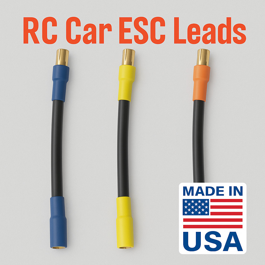 Heavy Duty 6.5MM Bullet Male To Female 3" RC ESC Extension Leads 10AWG 200C