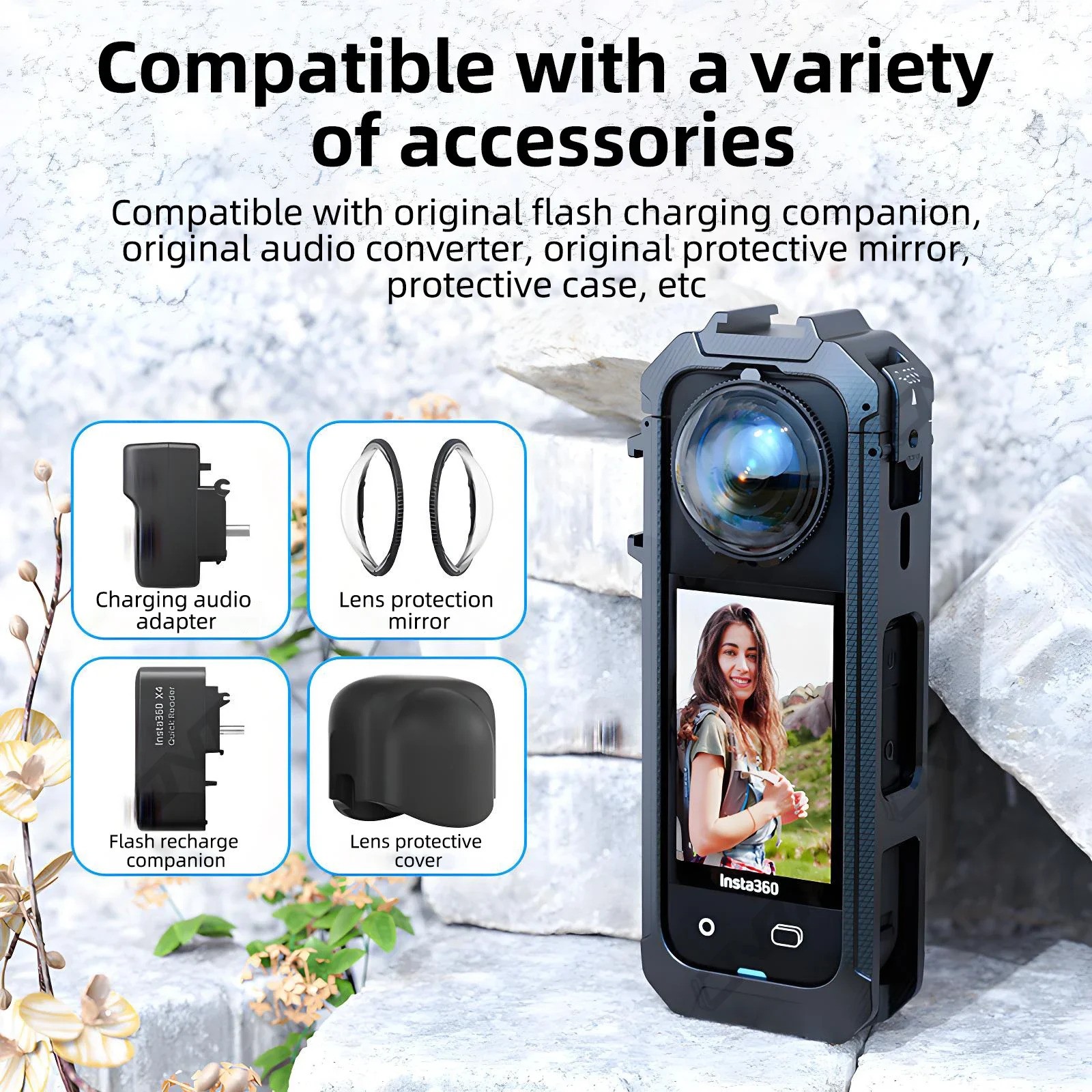 Quick Release Magnetic Base Frame Case for Insta360 X5 Protective Rabbit Cage