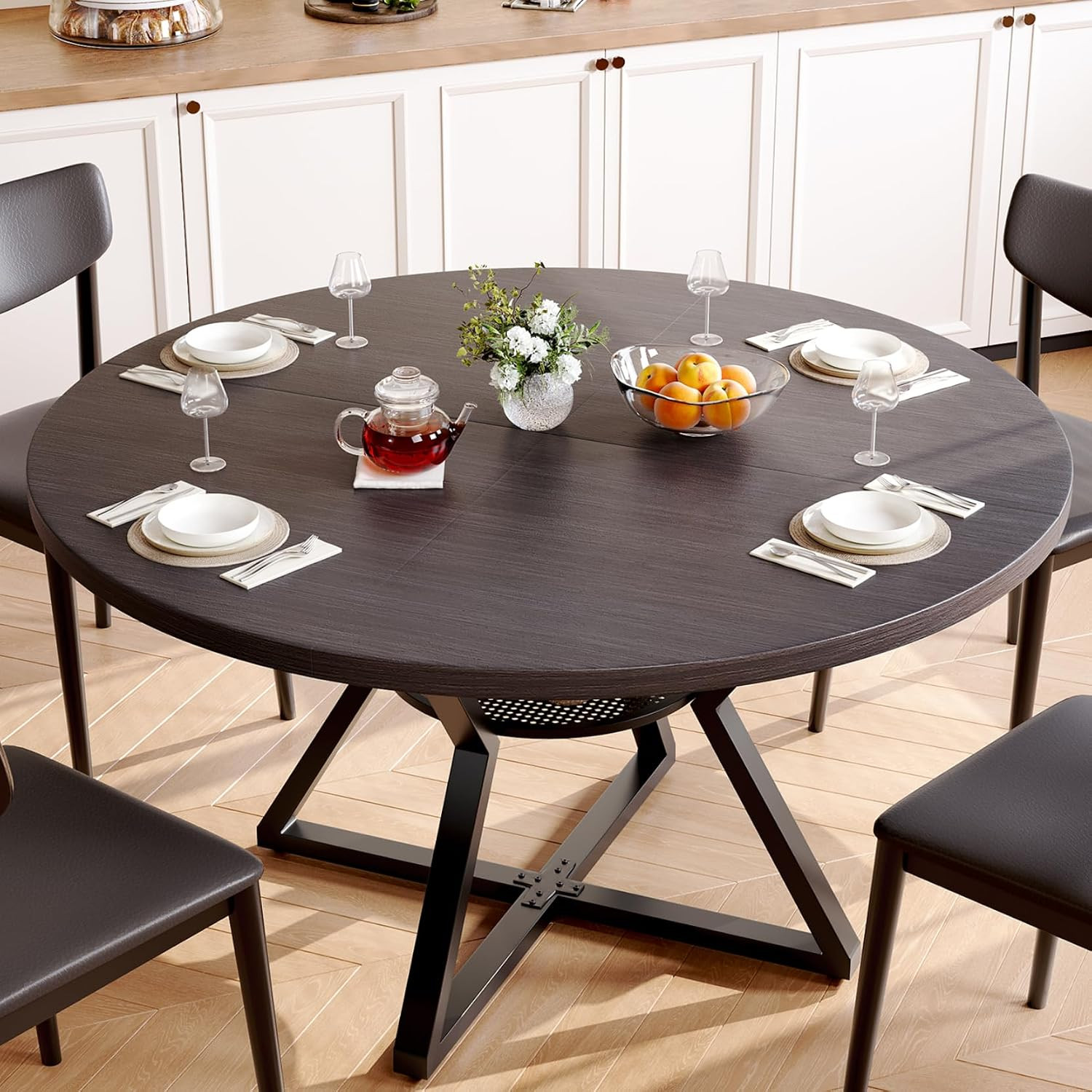47" round Kitchen Dining Room Table for 4-6 Circle Dining Dinner Table