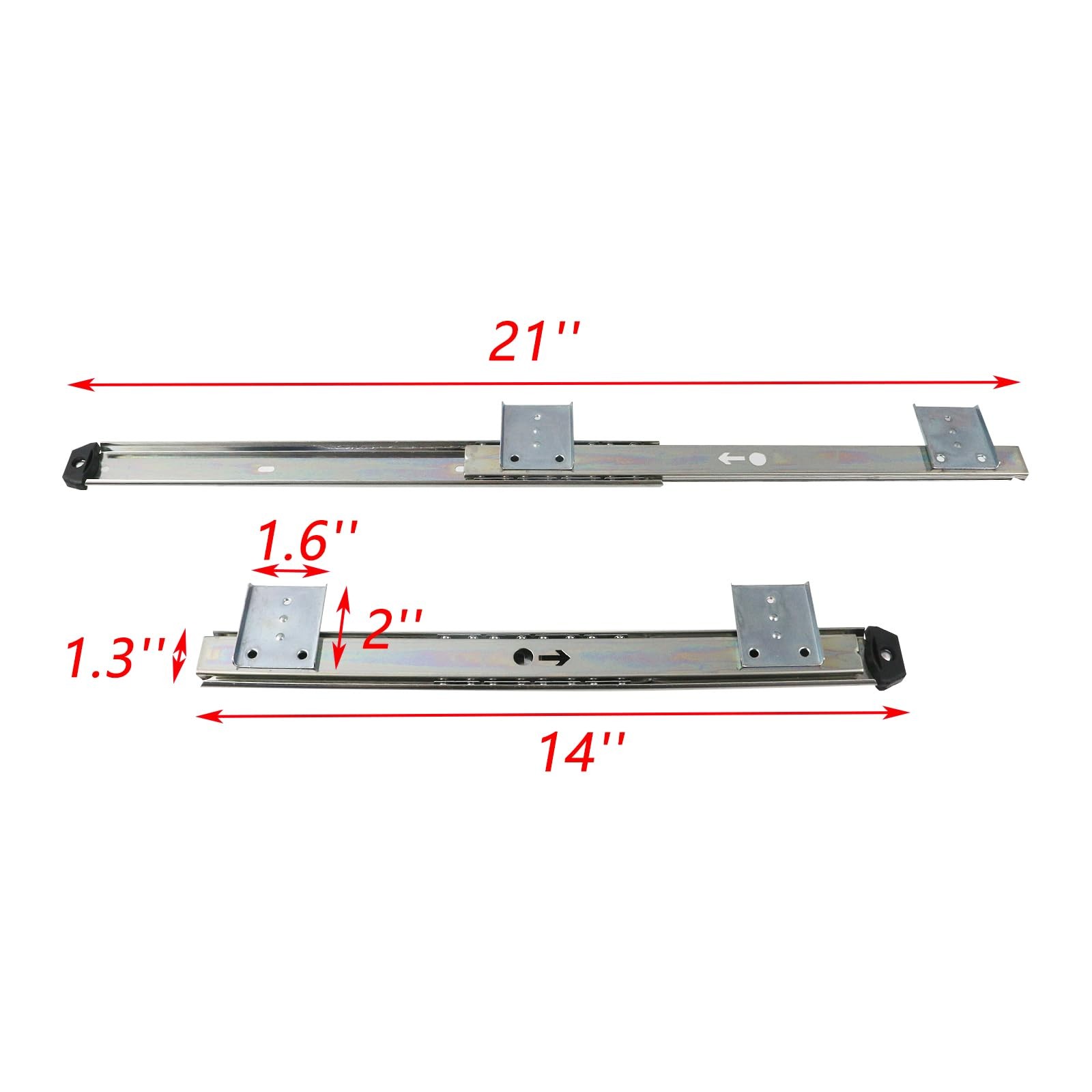 1 Pair Keyboard Slide 14 Inch Computer Drawer Tray Mounting Hardware Heavy Du...