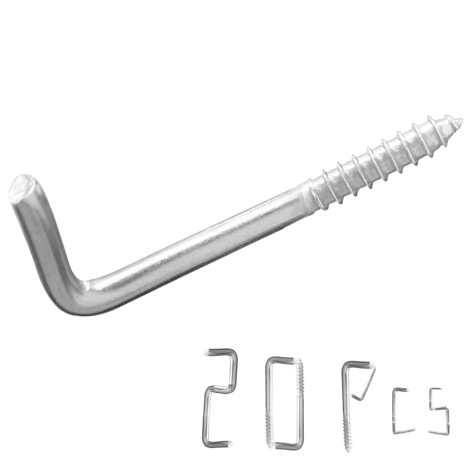 20 PCS 304 Stainless Steel 2 Inch L Shaped Right Angle Screw In Hooks Medal