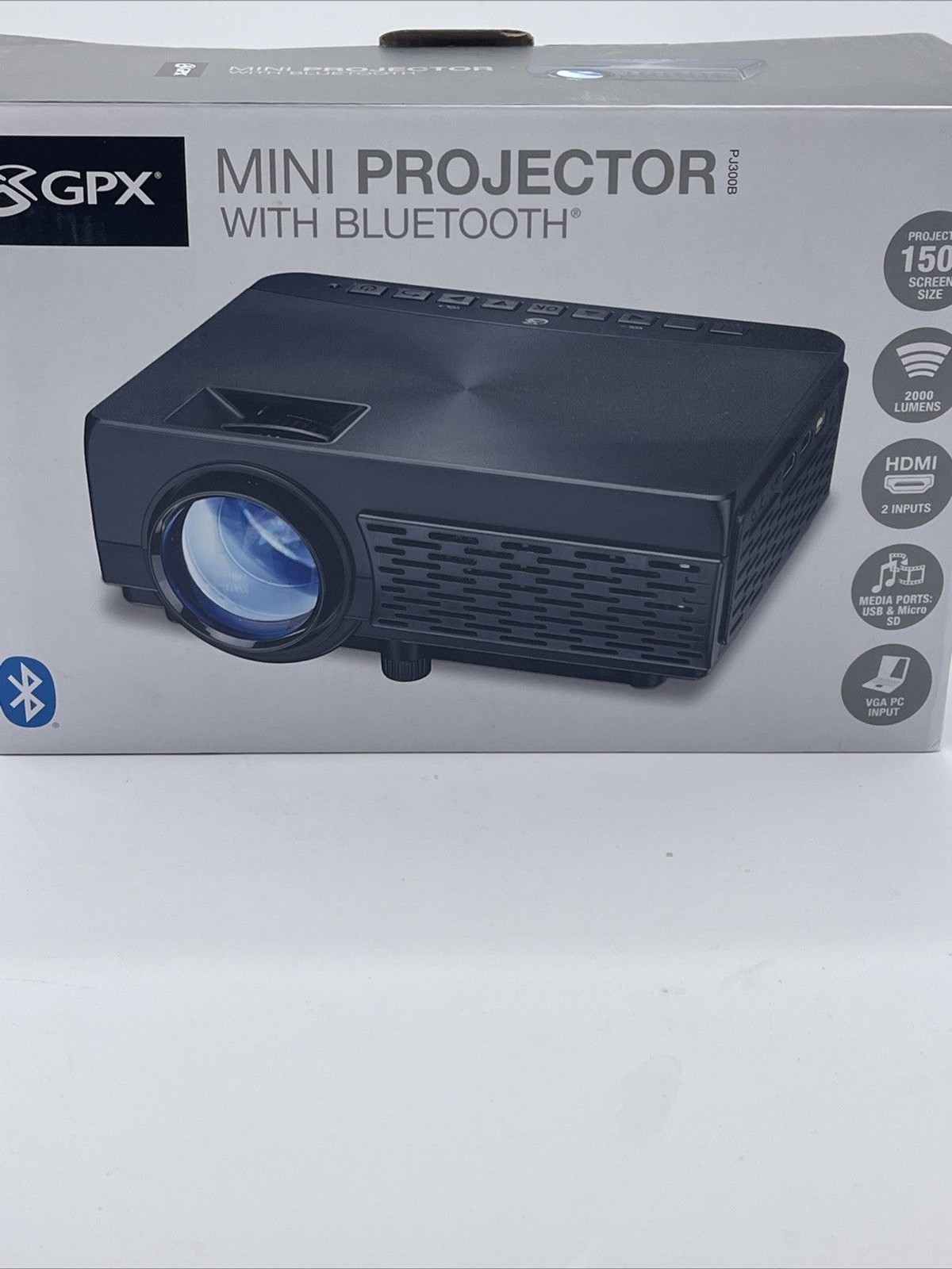 GPX Mini Projector PJ300B With Bluetooth - BLACK Open Box