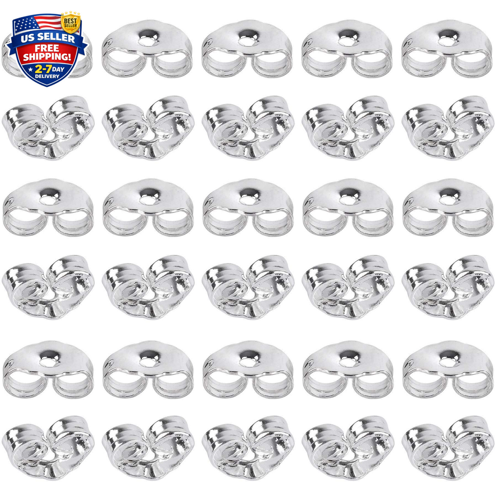 30pcs/15 Pairs 925 Sterling Silver Earring Backs Replacement Secure Ear Lockings