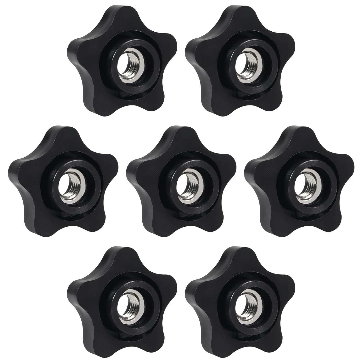 7Pcs 3/8-16 Thread Knob Nut Black, 3/8 Inch Star Knobs, 3/8"-16, Black