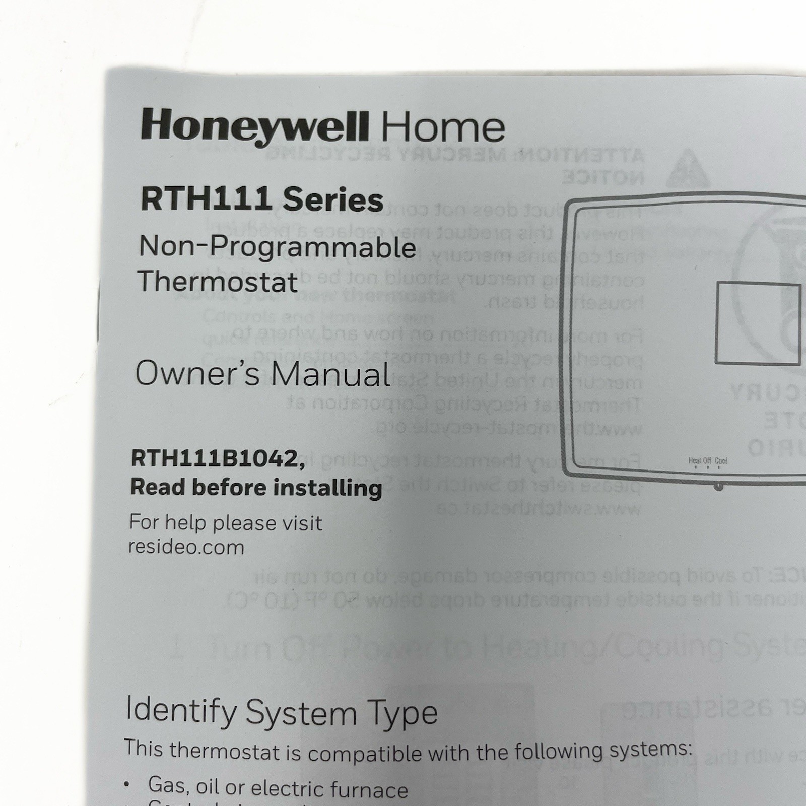 HONEYWELL RTH11B/N HOME X1N NON-PROGRAMMABLE THERMOSTAT - FREE SHIPPING!!