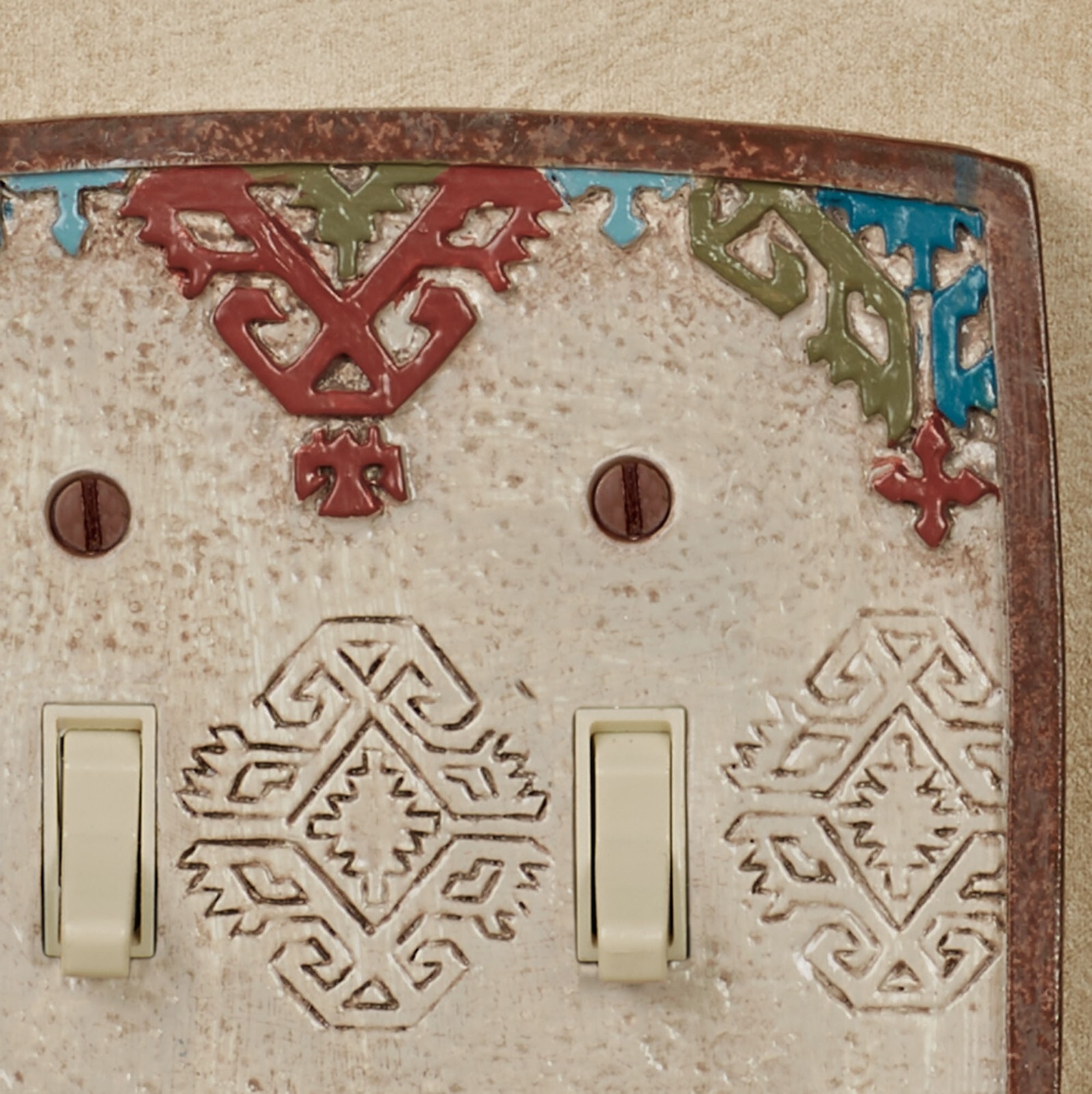 Bandera Southwest Double Switch Multi Warm Geometrics Handpainted
