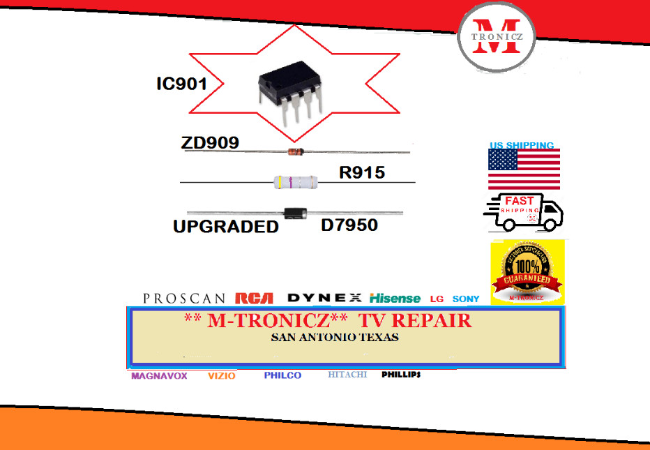 REPAIR KIT FOR  VIZIO  M552i-B2  POWER SUPPLY   DEAD TV  BLOWN CHIP   IC901